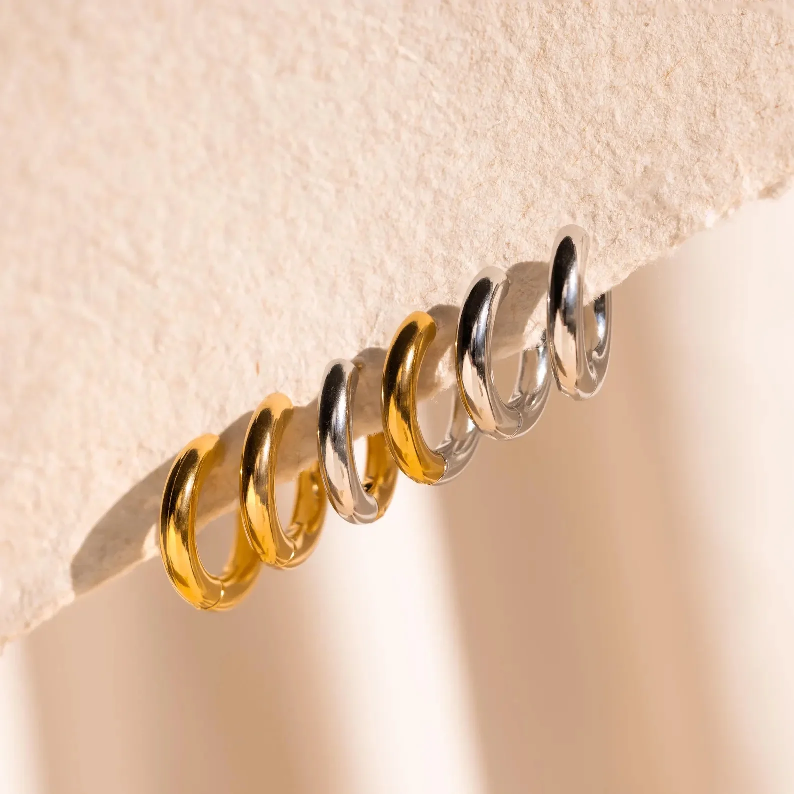 Mixed Metal Chunky Hoops - Image 3