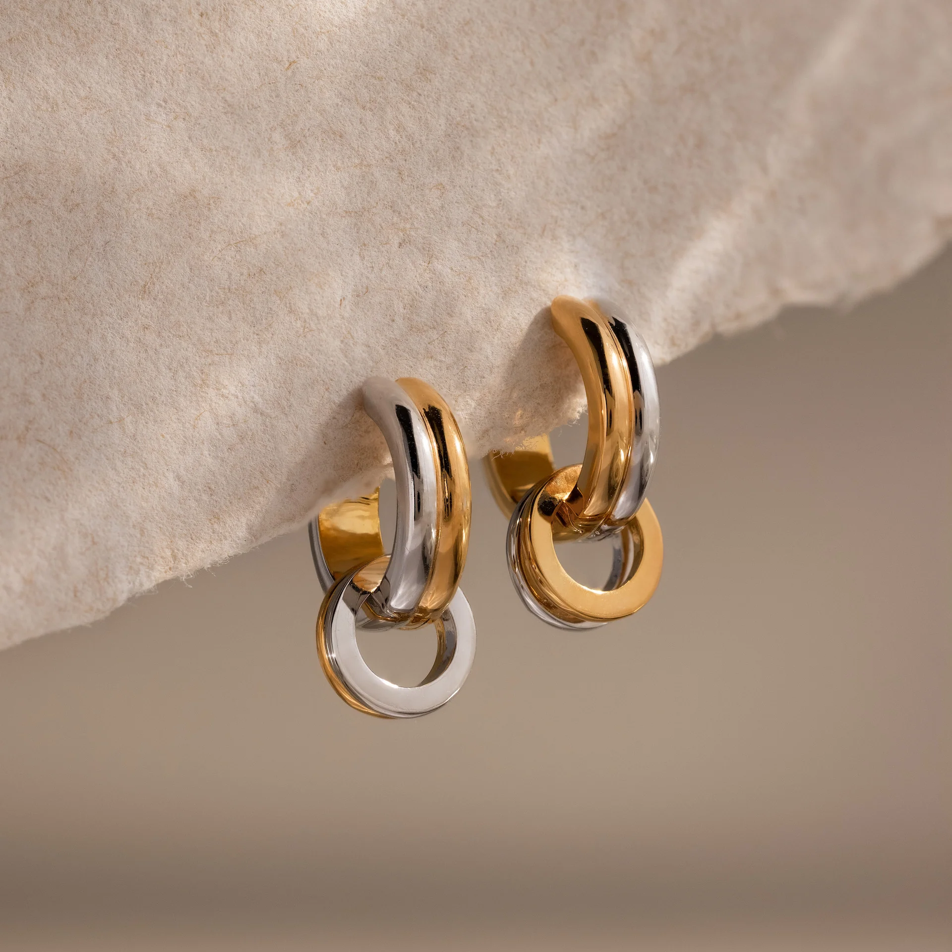 Mixed Metal Circle Hoops