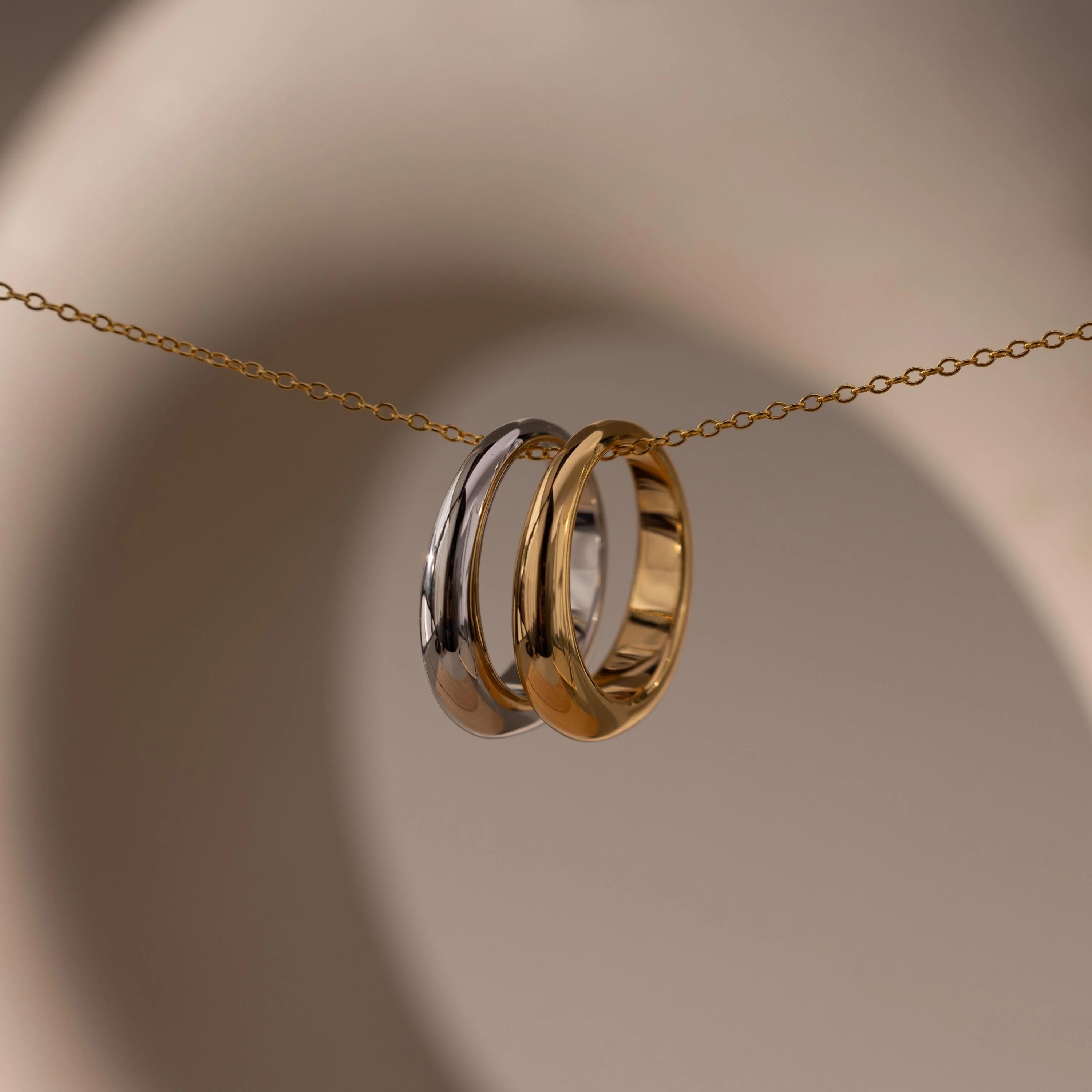 Mixed Metal Dome Ring Set - Image 3