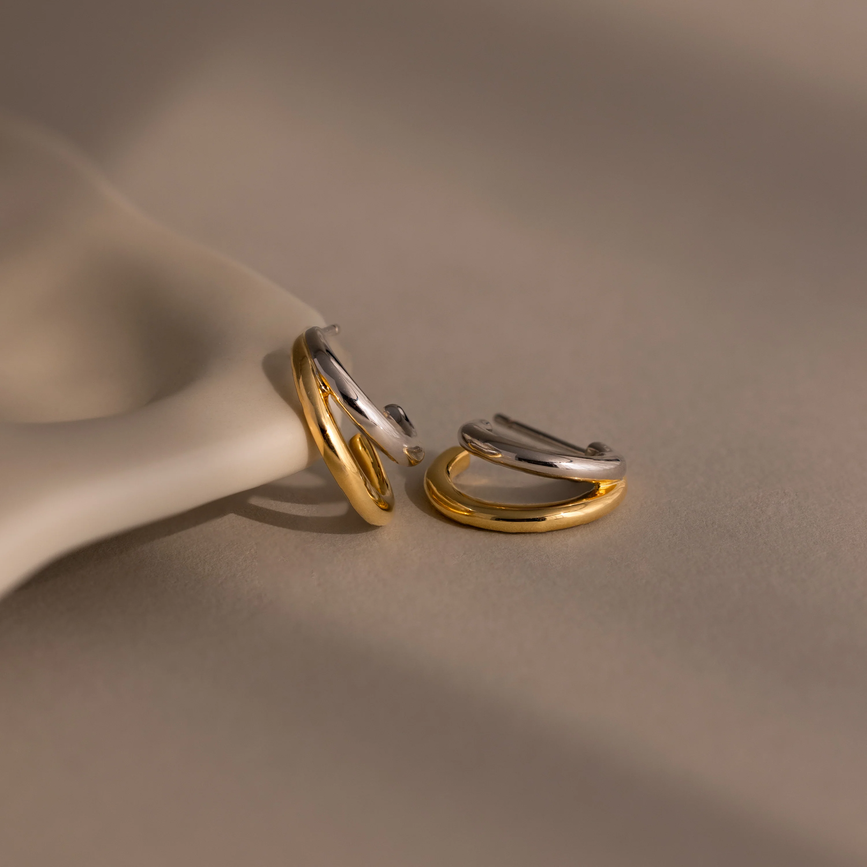 Mixed Metal Duo Hoops - Image 3