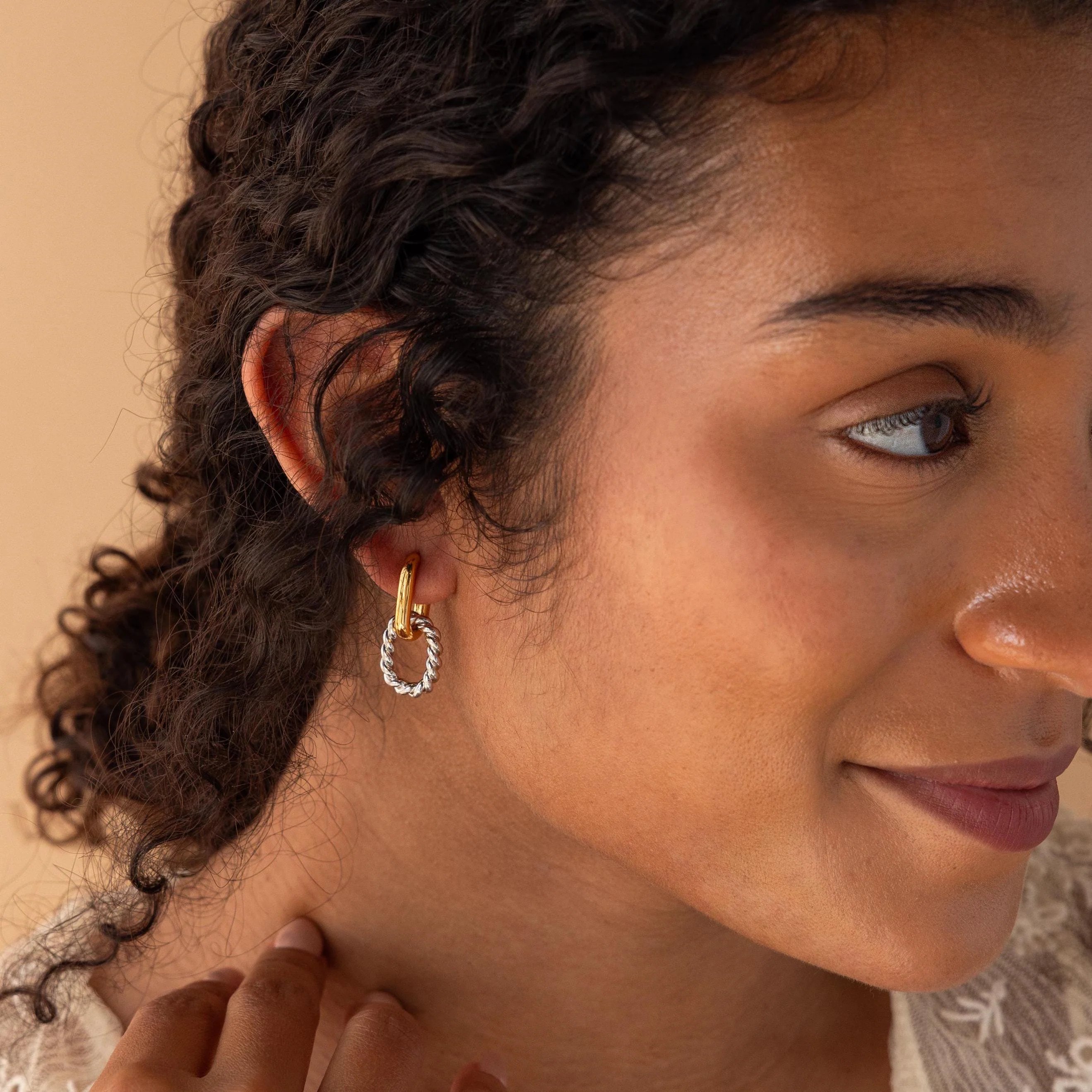 Mixed Metal Link Hoops - Image 5