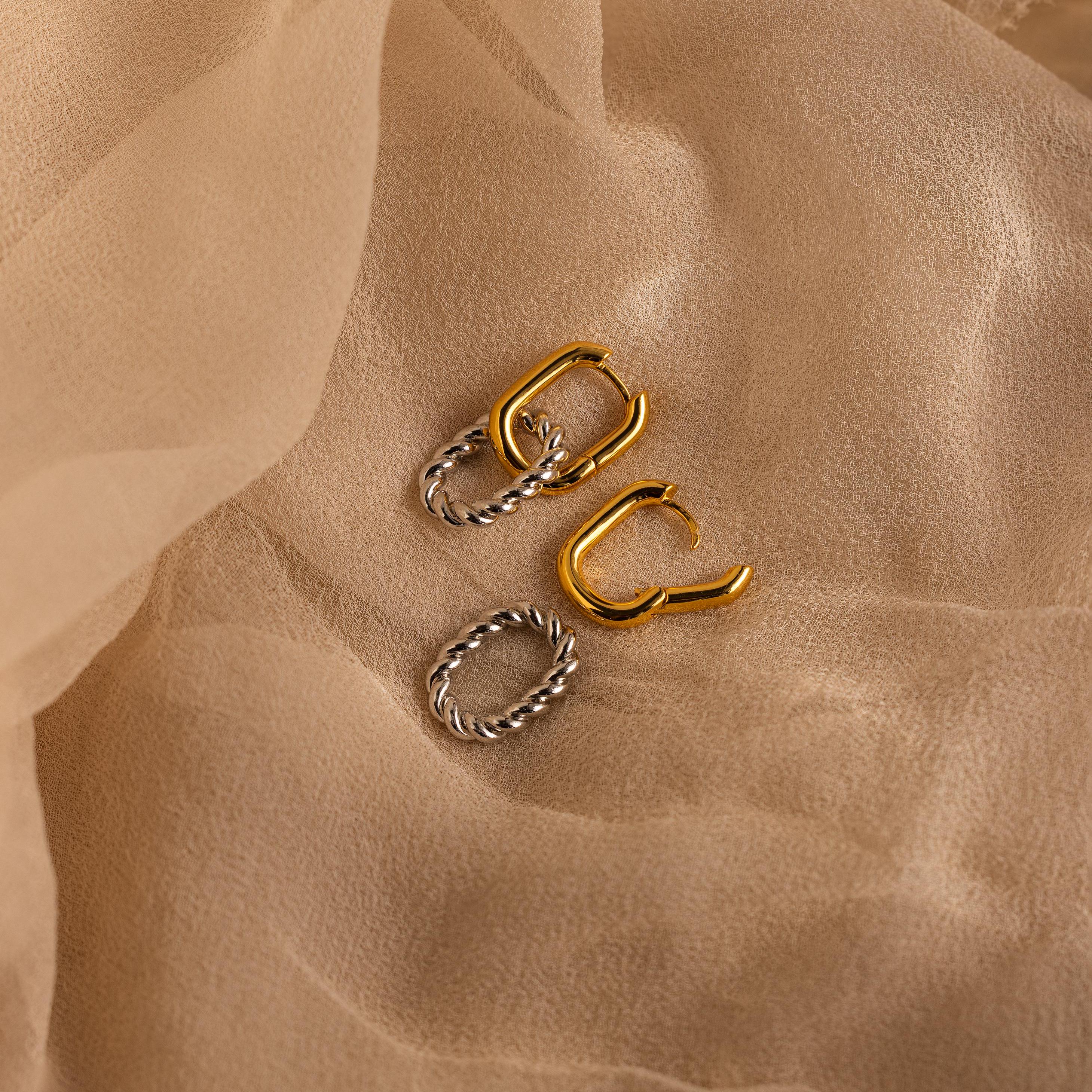 Mixed Metal Link Hoops - Image 6