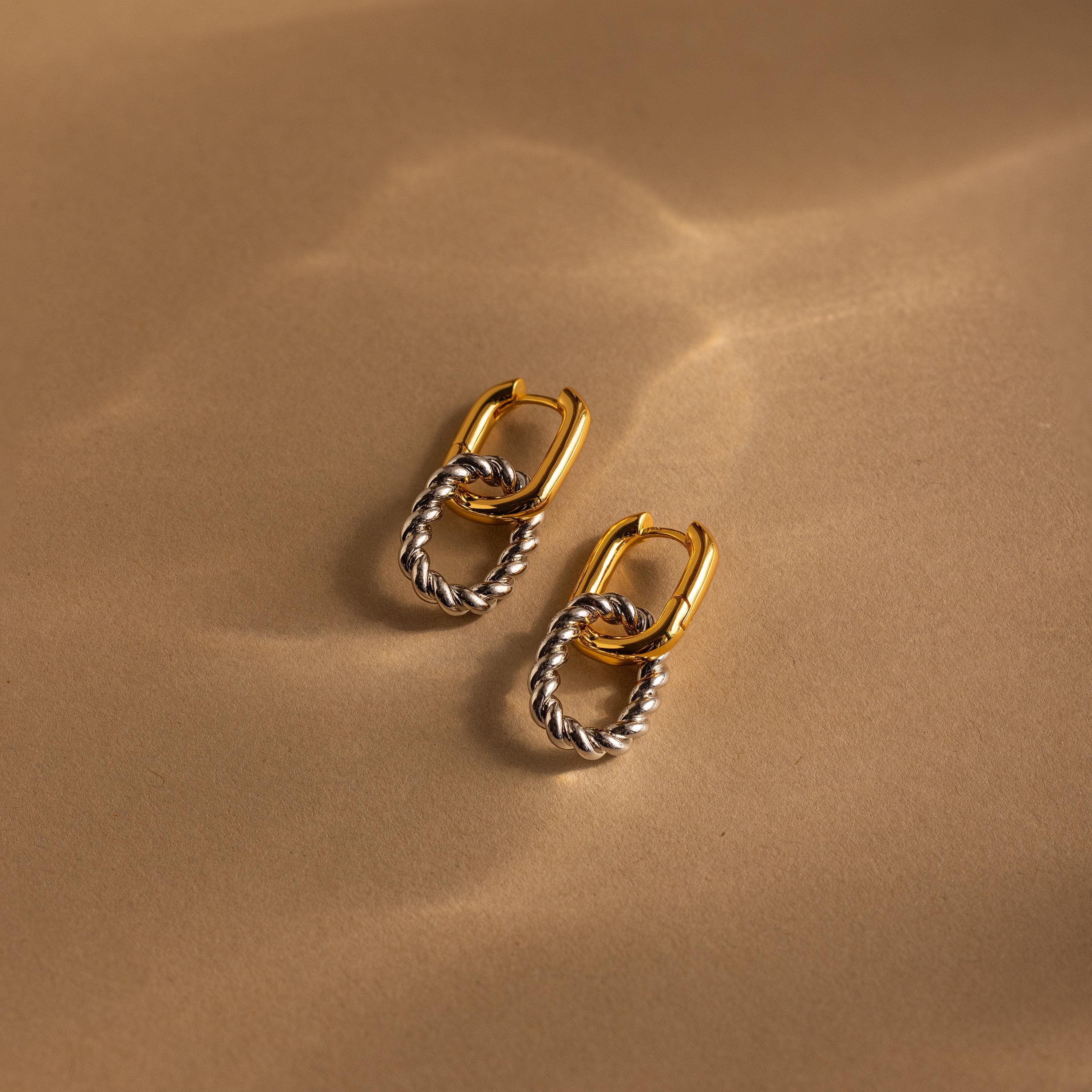 Mixed Metal Link Hoops - Image 8