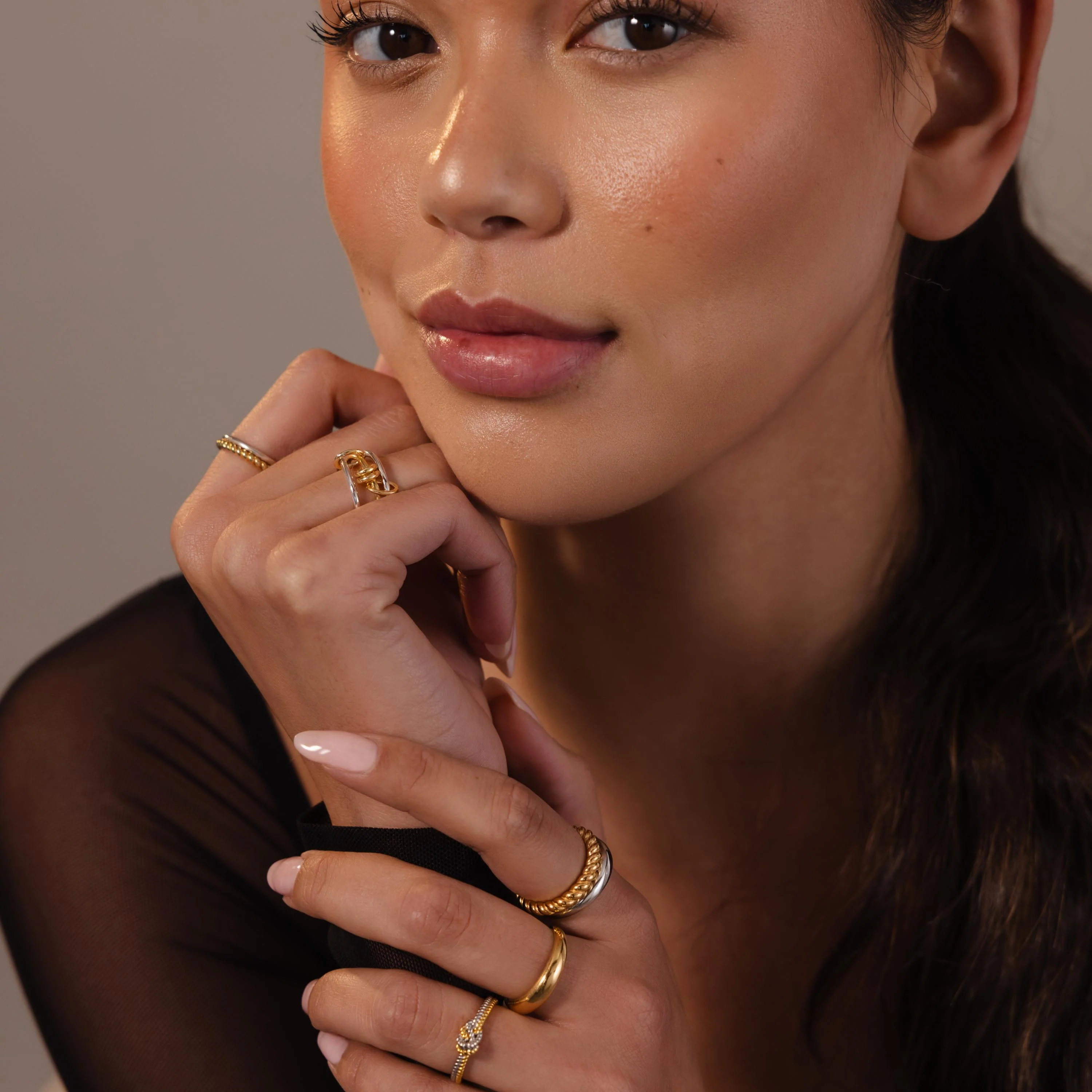 Mixed Metal Linked Ring Set - Image 6