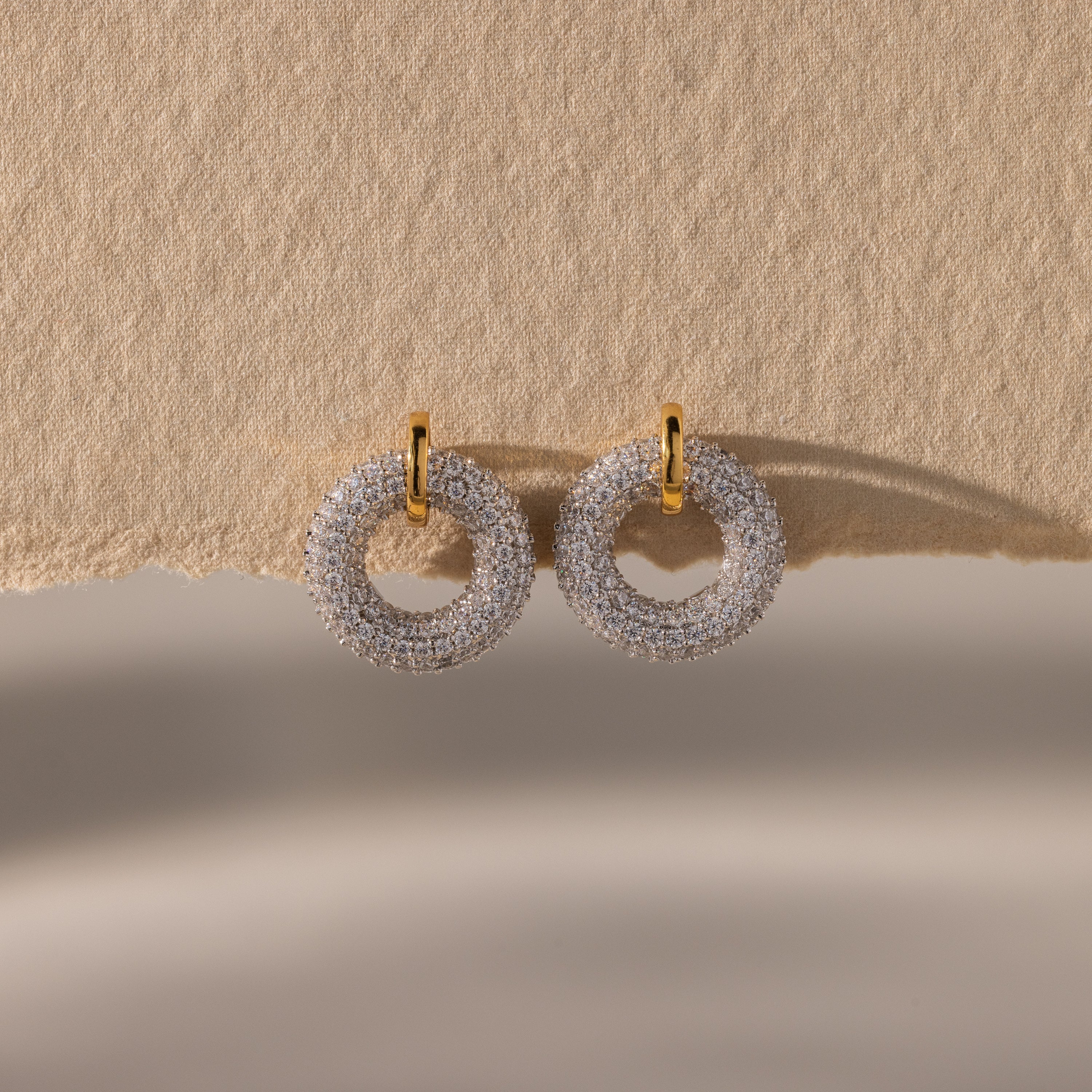 Mixed Metal Pave Circle Studs - Image 3