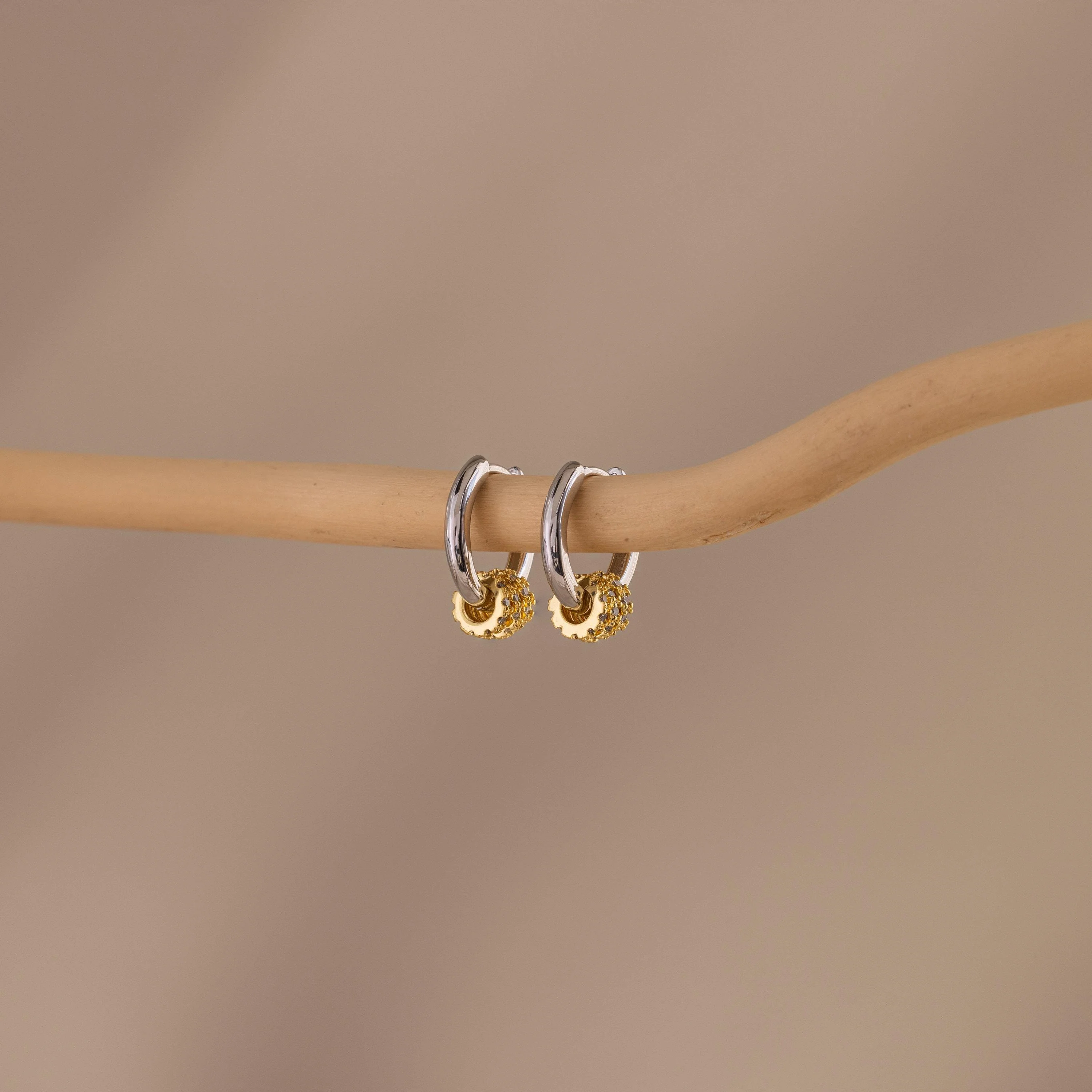 Mixed Metal Pave Hoops - Image 2