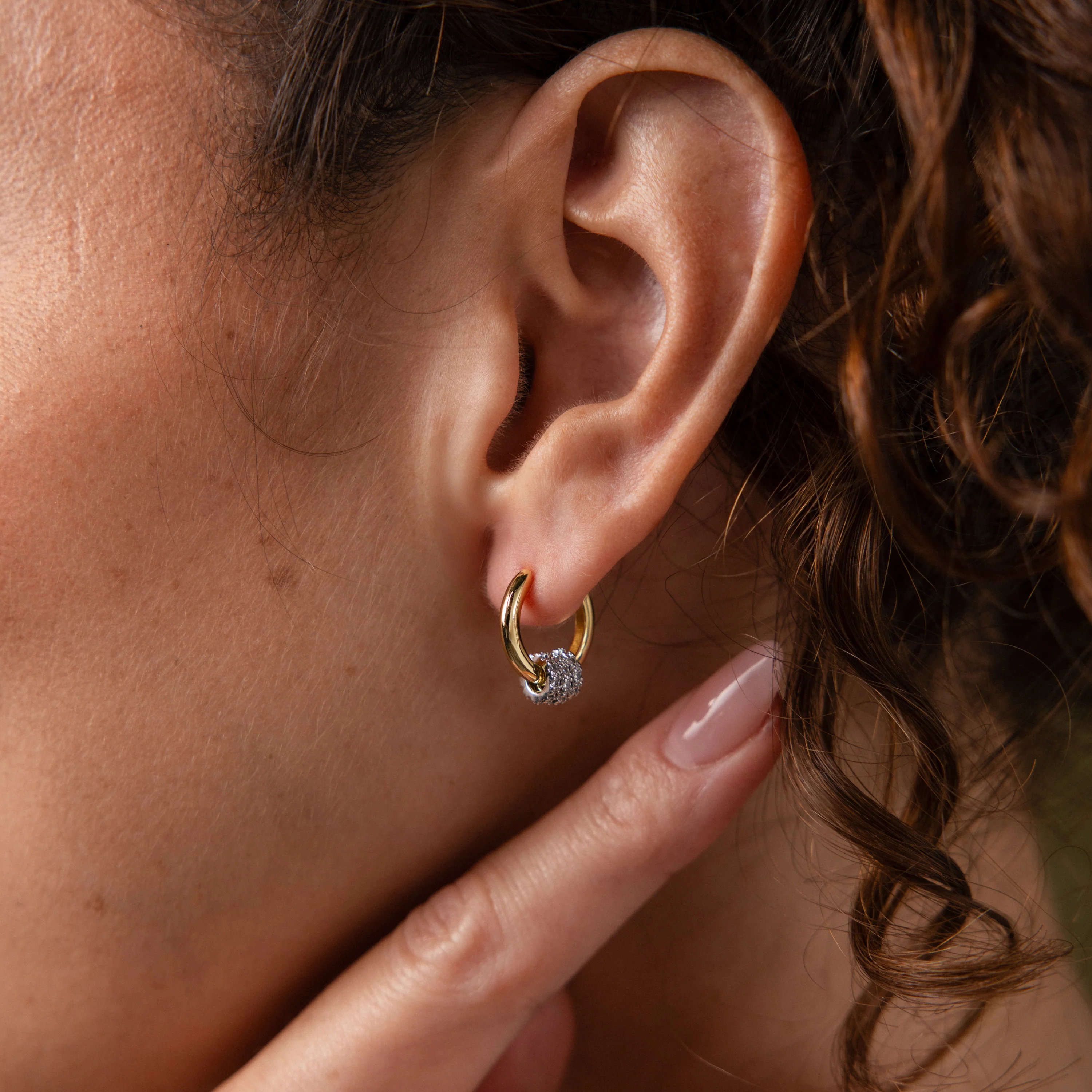 Mixed Metal Pave Hoops - Image 3
