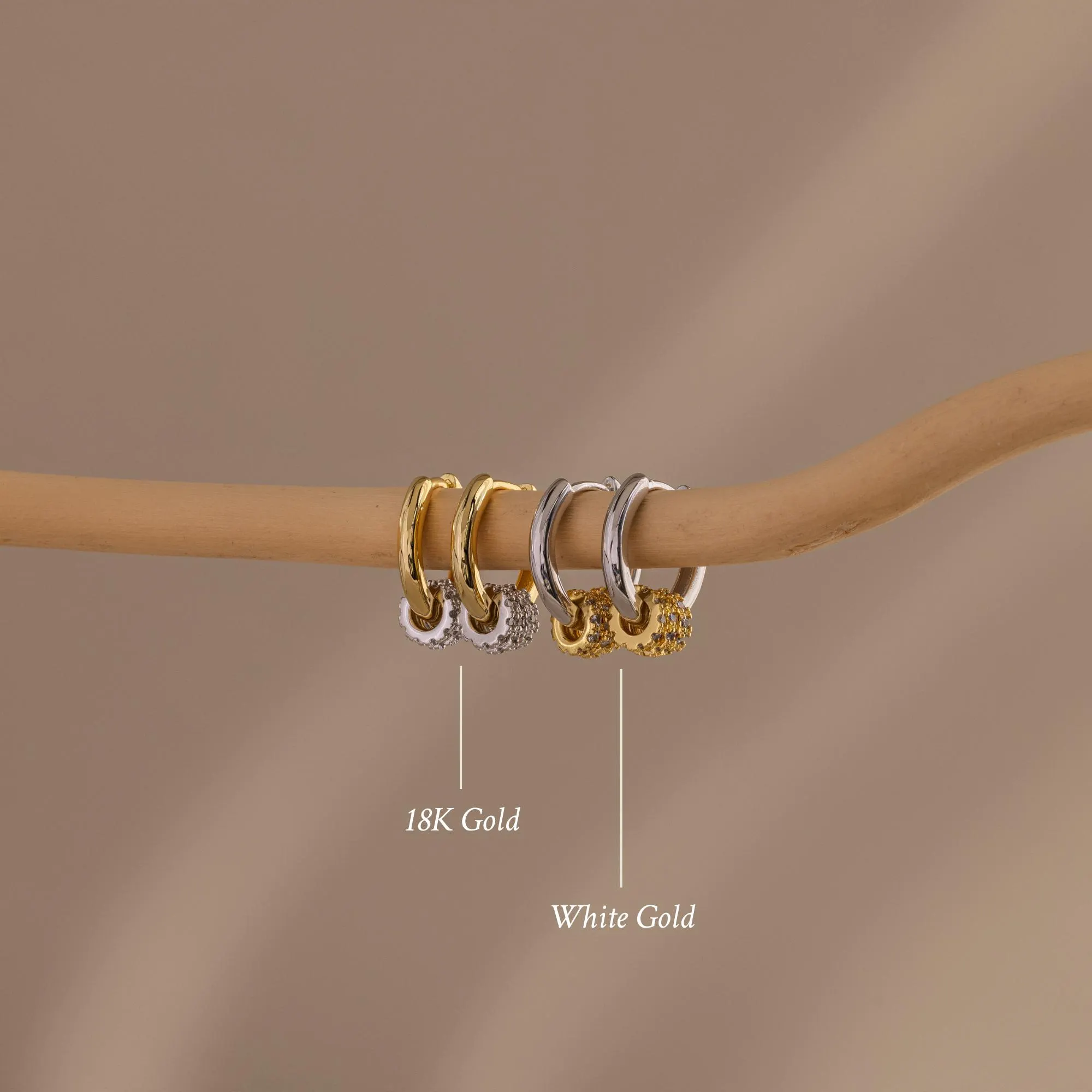 Mixed Metal Pave Hoops - Image 4