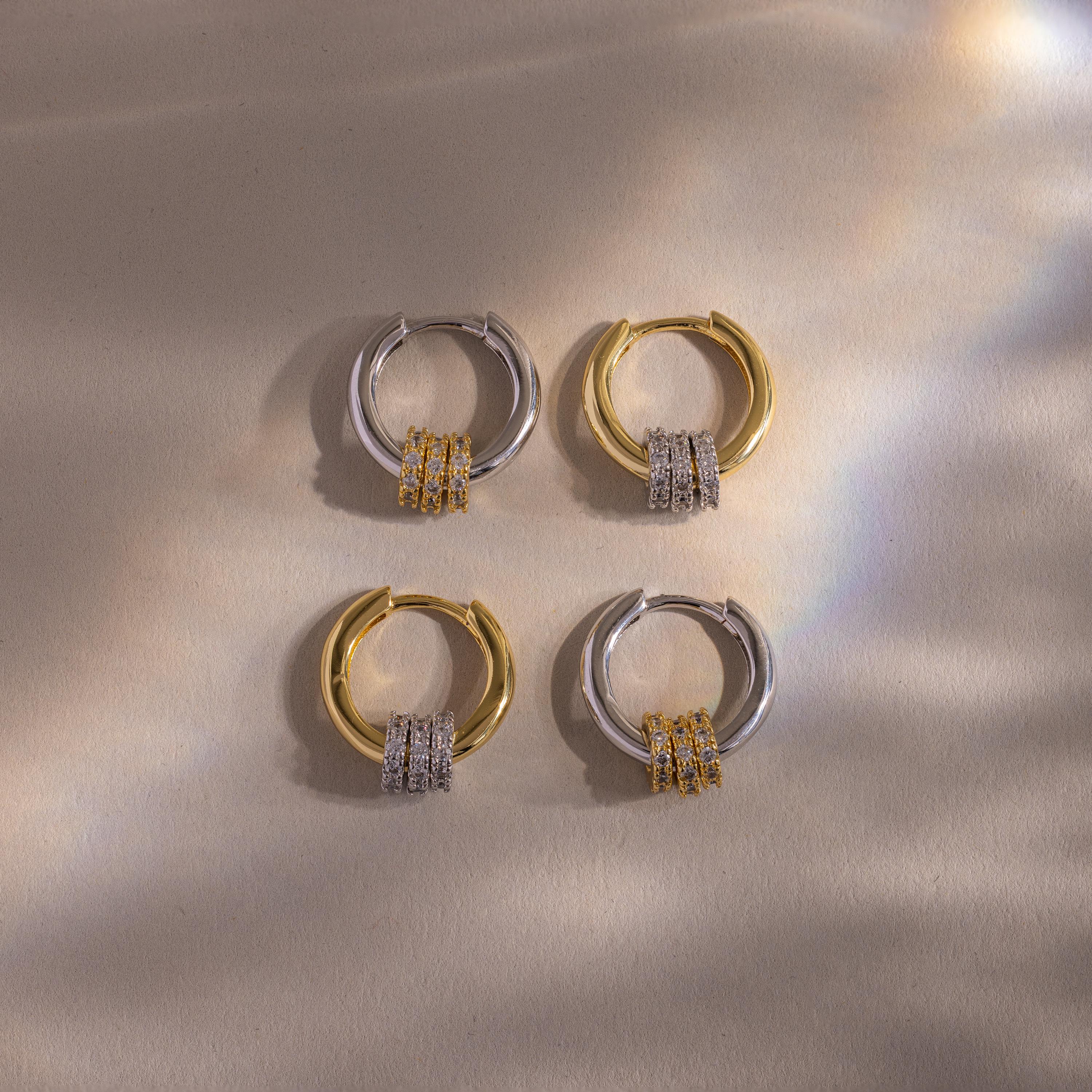 Mixed Metal Pave Hoops - Image 6