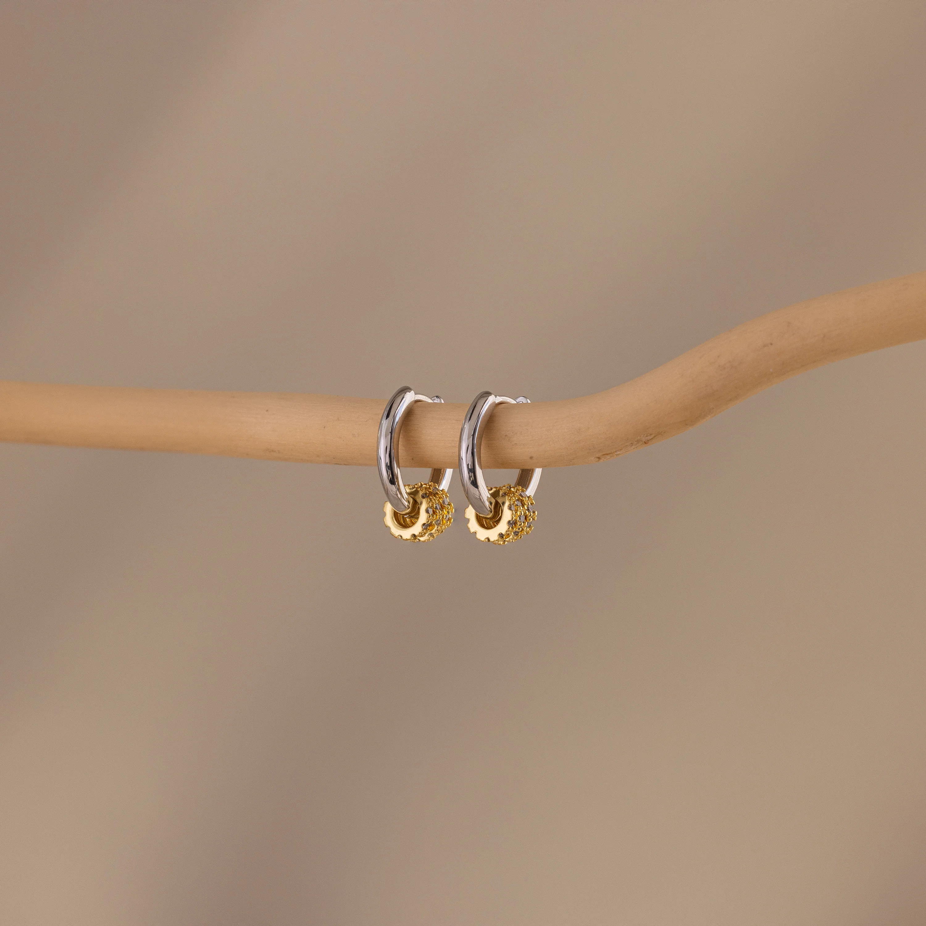 Mixed Metal Pave Hoops - Image 8