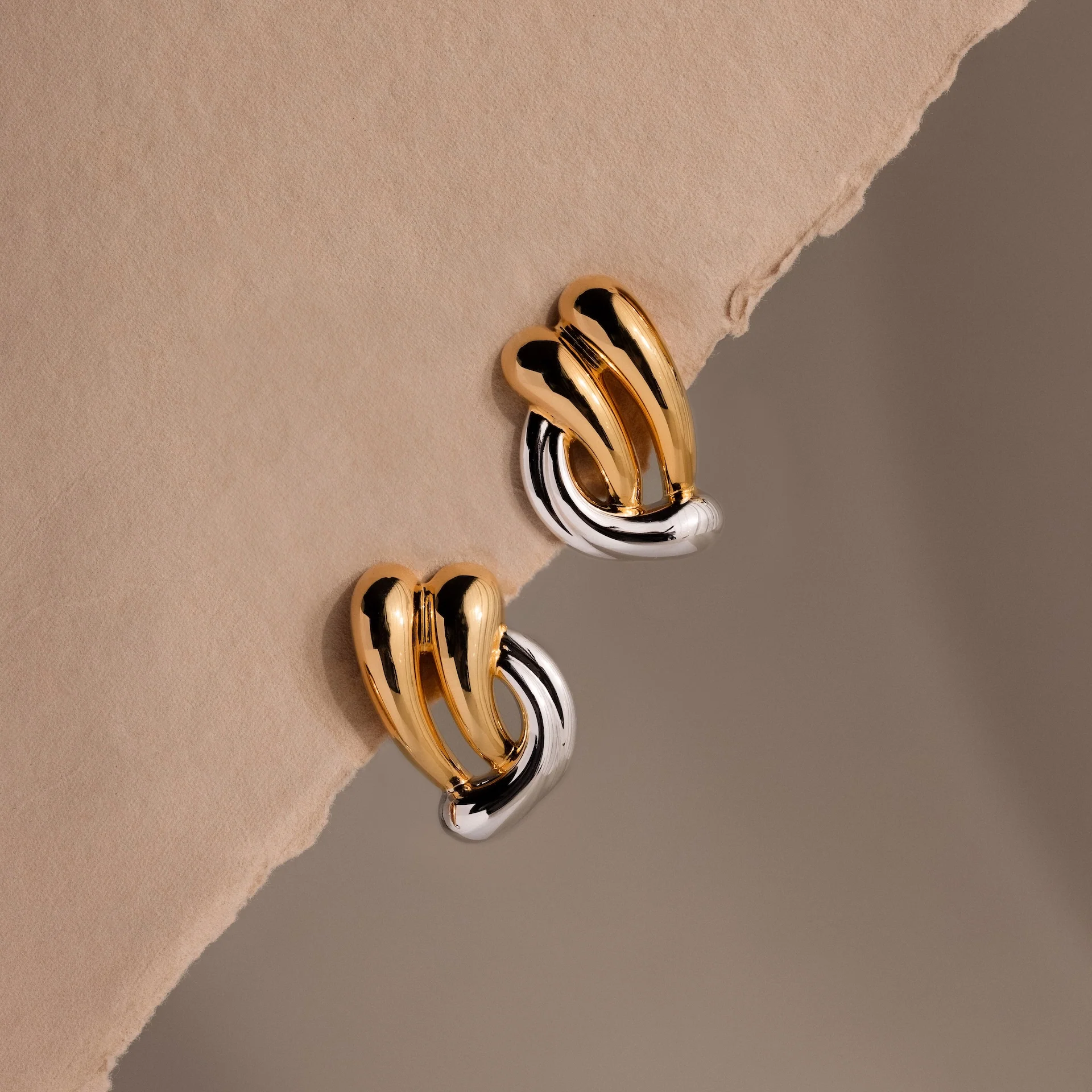 Mixed Metal Raindrop Studs - Image 3
