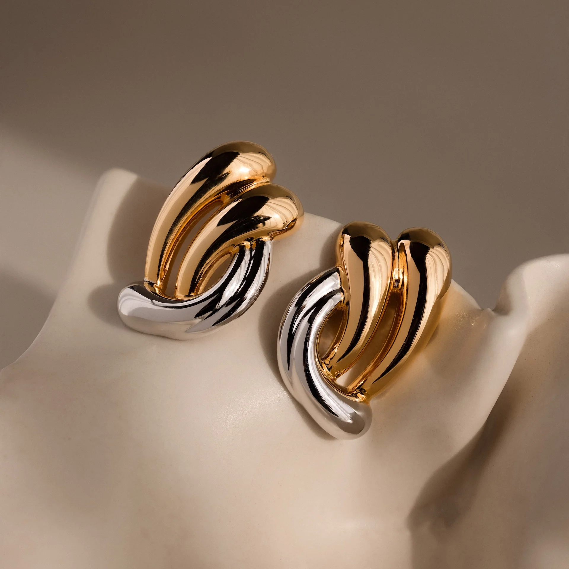 Mixed Metal Raindrop Studs - Image 7