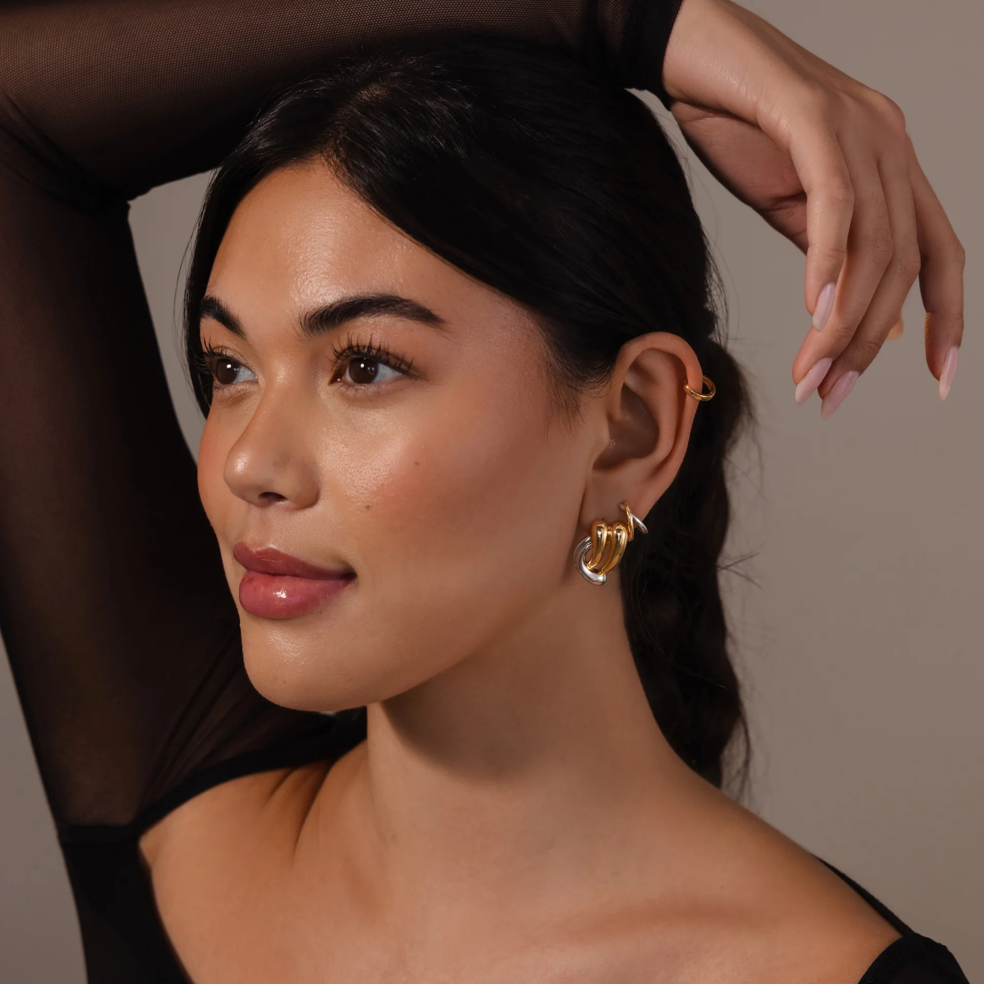 Mixed Metal Raindrop Studs - Image 8
