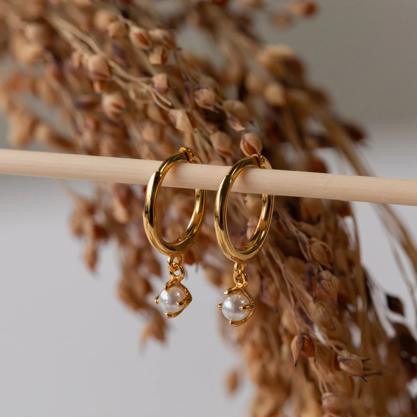 Molly Pearl Huggies in 18K Gold - Image 4