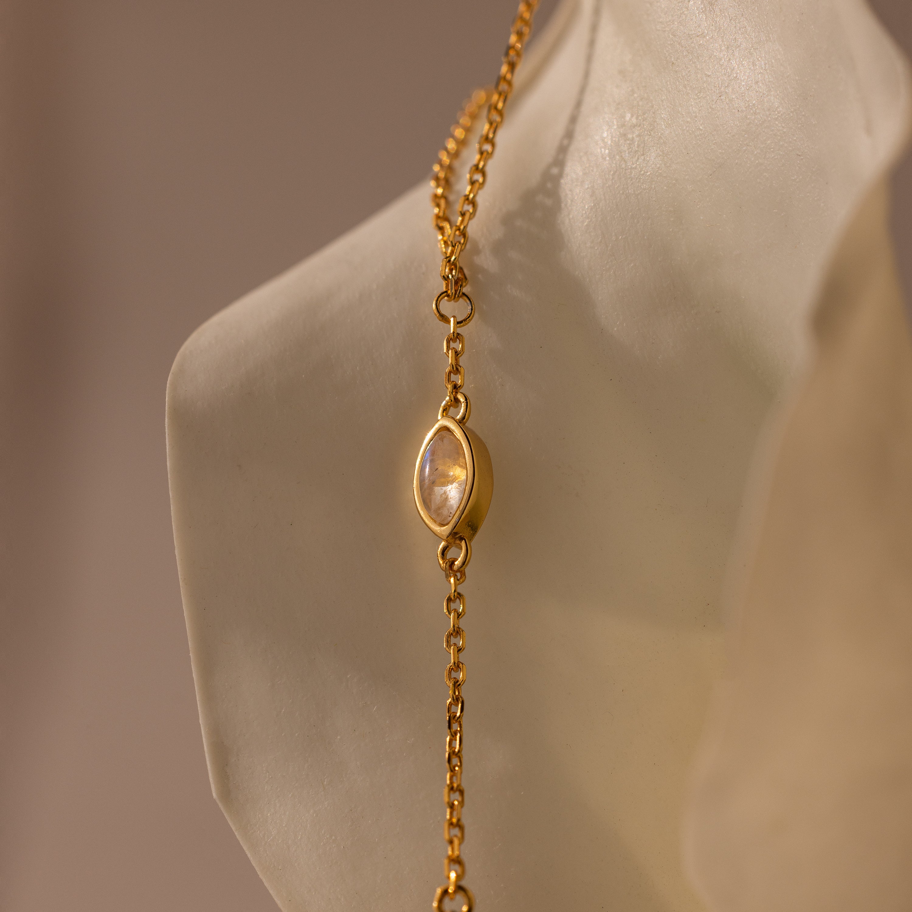 Moonstone Hand Chain Bracelet in 18K Gold - Image 6