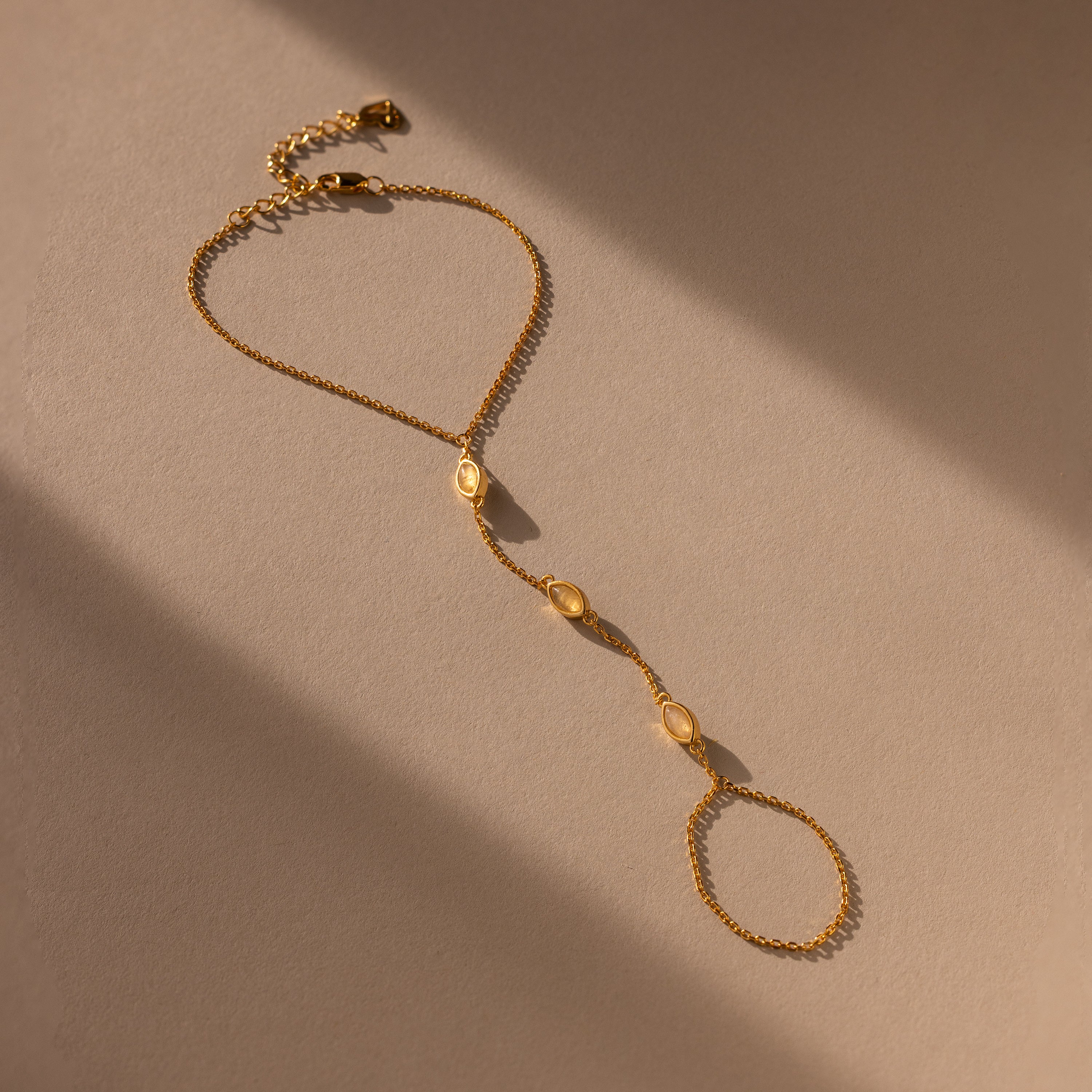 Moonstone Hand Chain Bracelet - Image 3