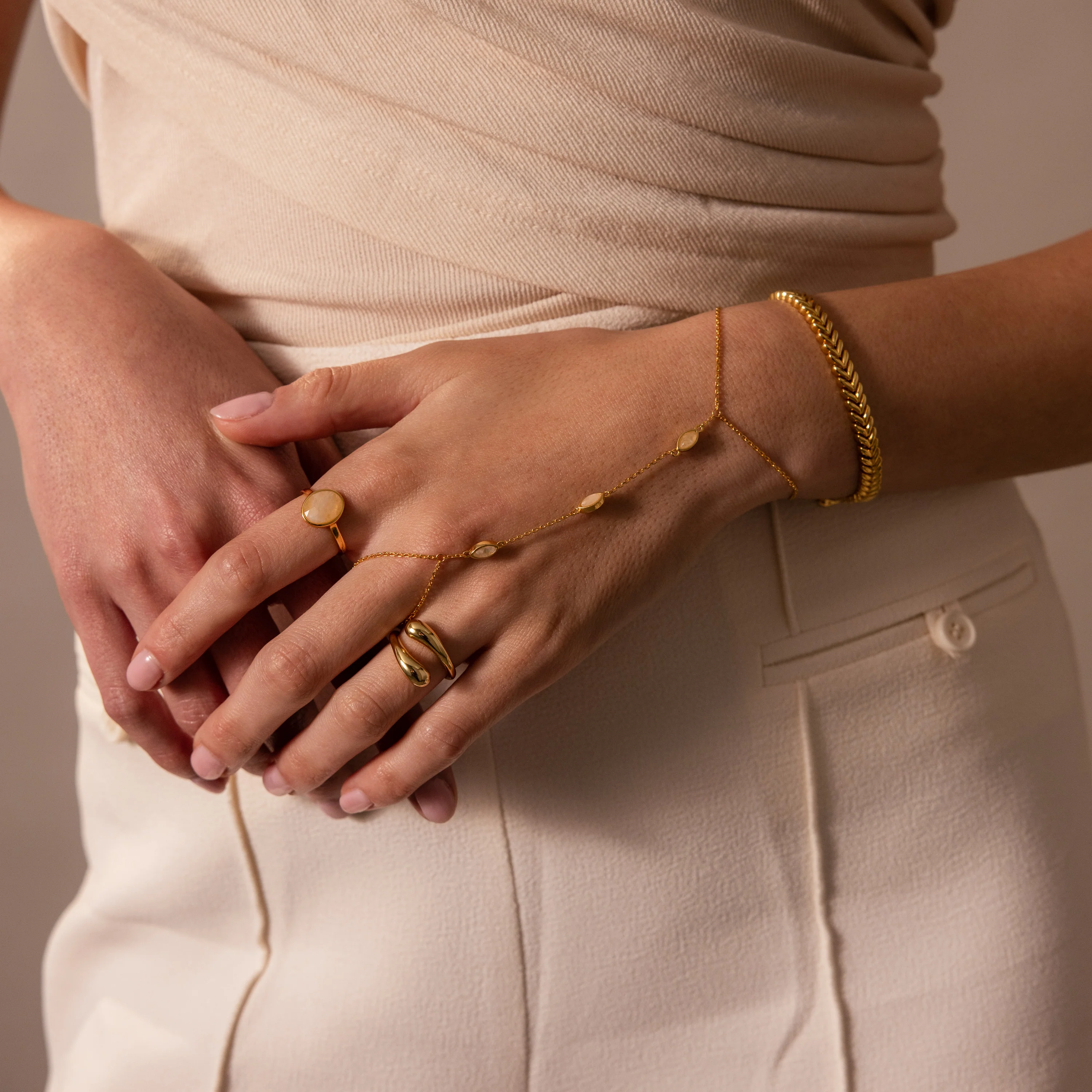 Moonstone Hand Chain Bracelet - Image 6