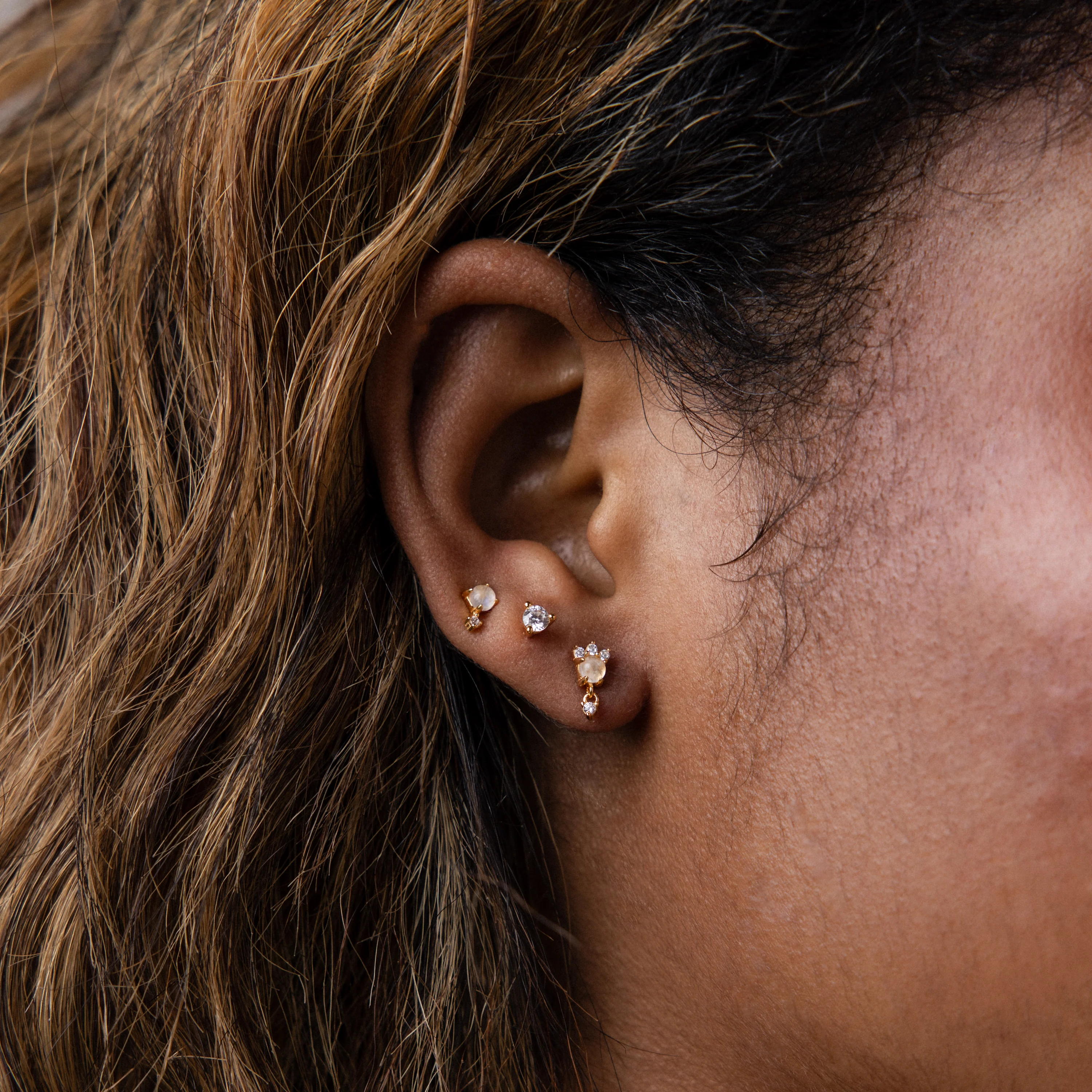 Moonstone Orbit Studs in 18K Gold - Image 6