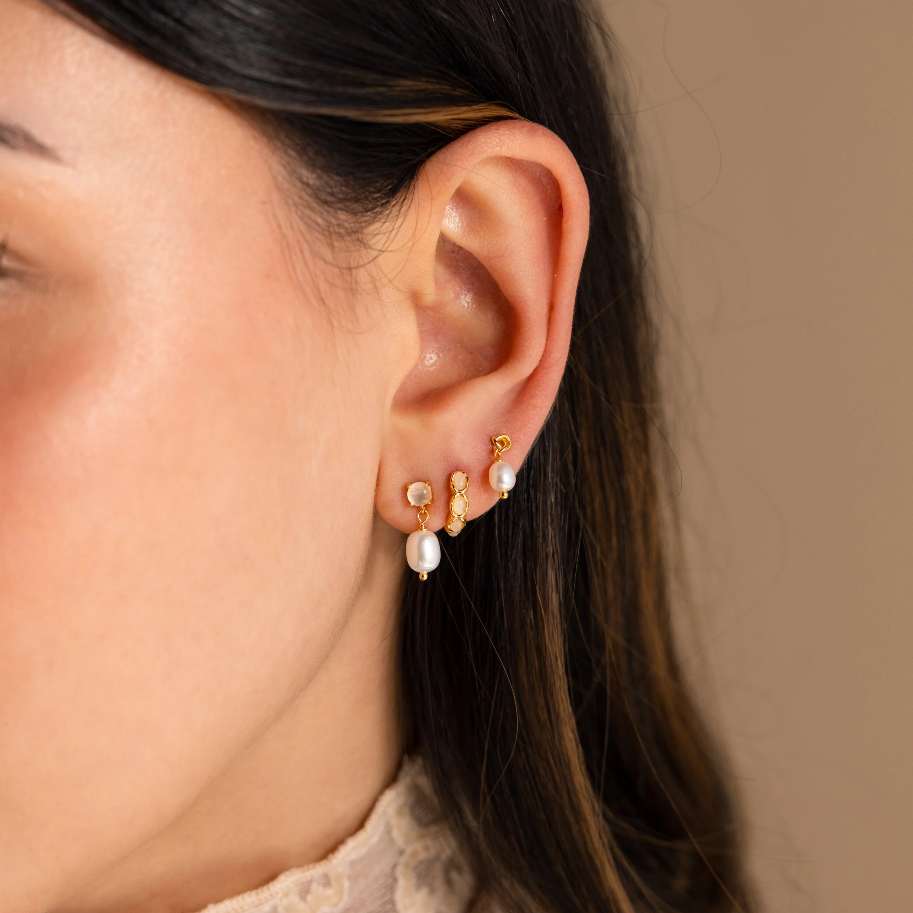 Moonstone Pearl Drop Earrings - Image 8