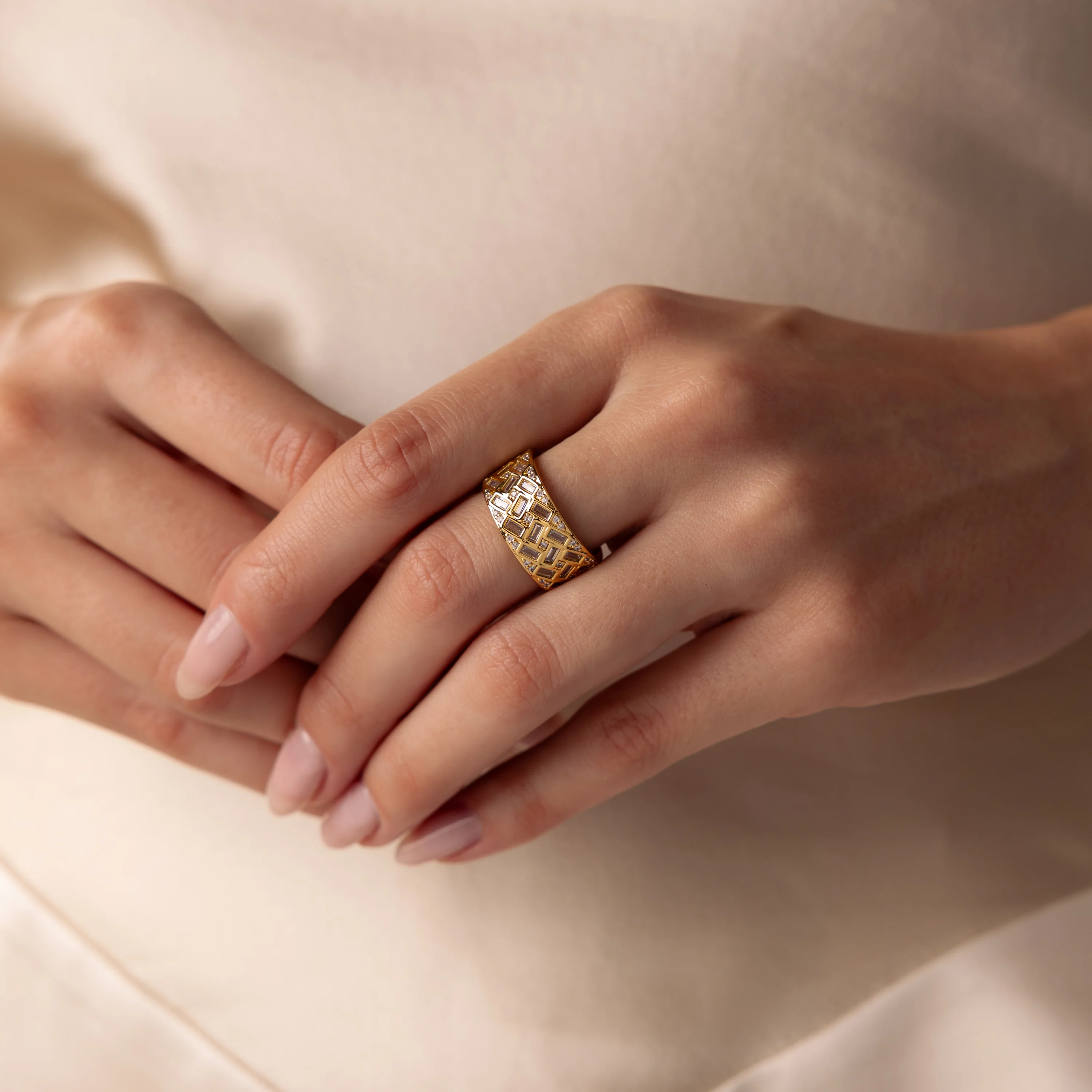 Mosaic Diamond Baguette Ring - Image 4