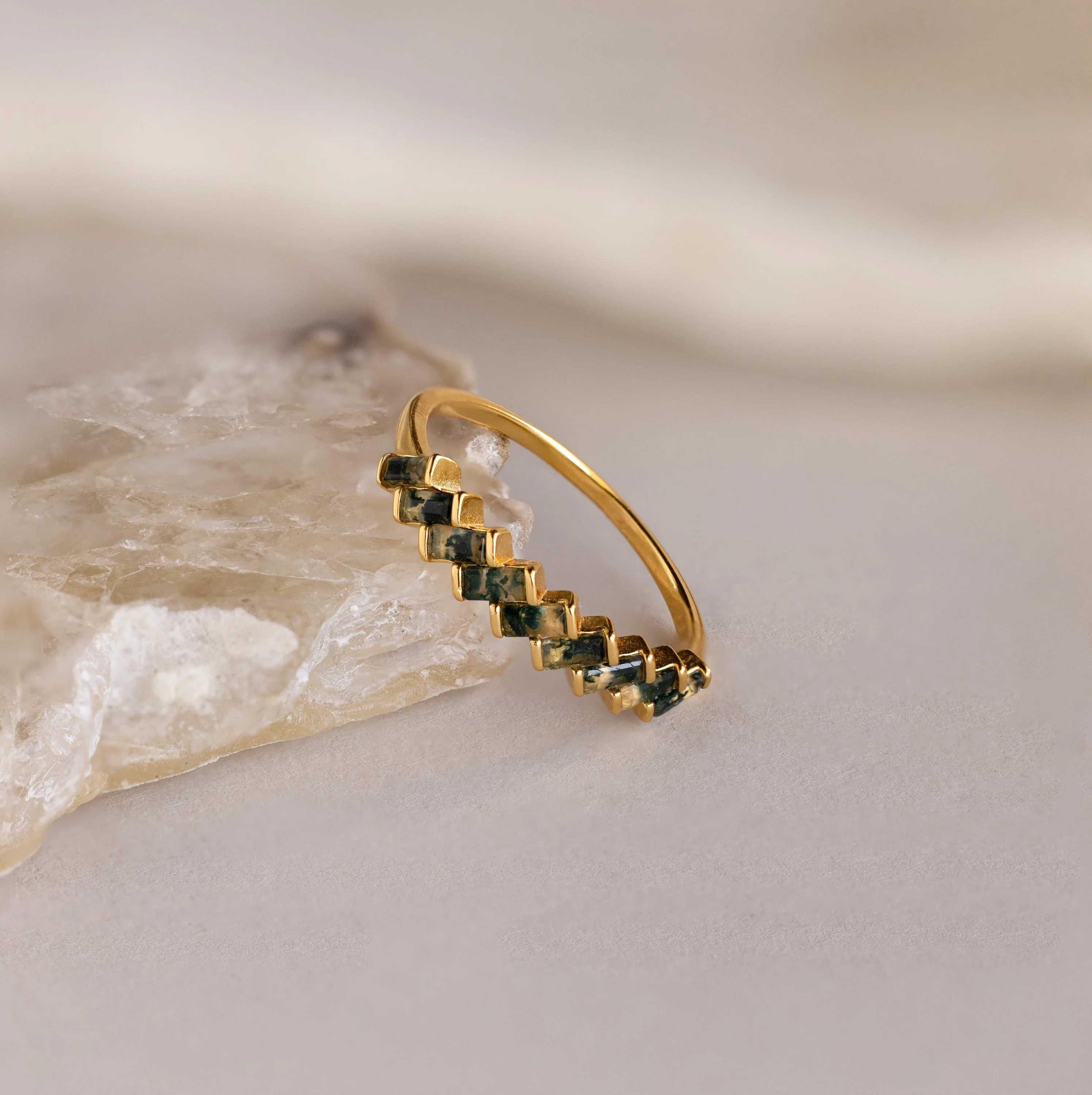 Moss Agate Eternity Ring - Image 3