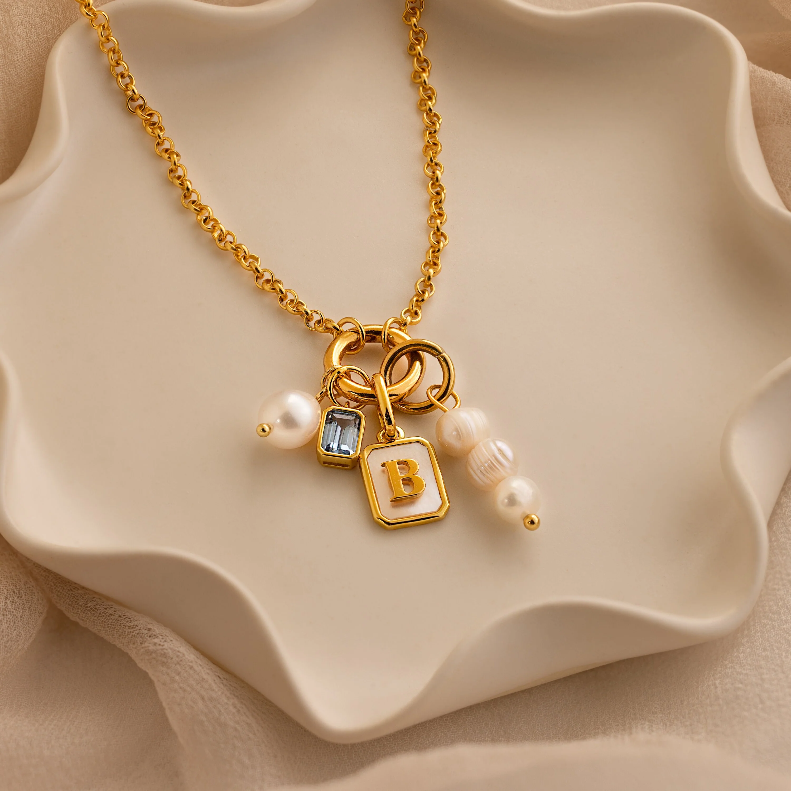Mother of Pearl Initial Charm - Image 3