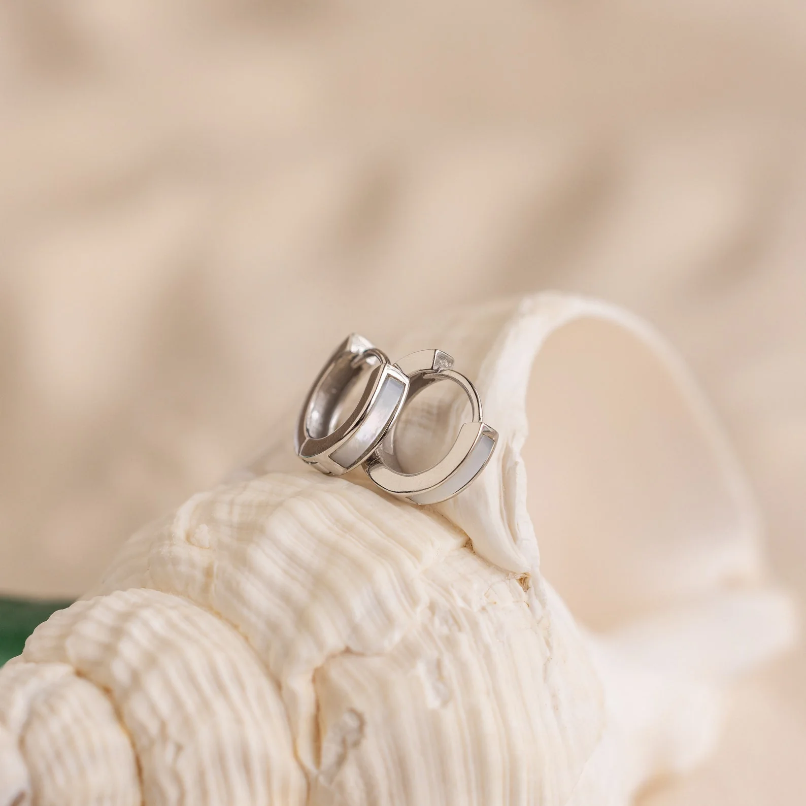 Mother of Pearl Inlay Huggies - Image 5