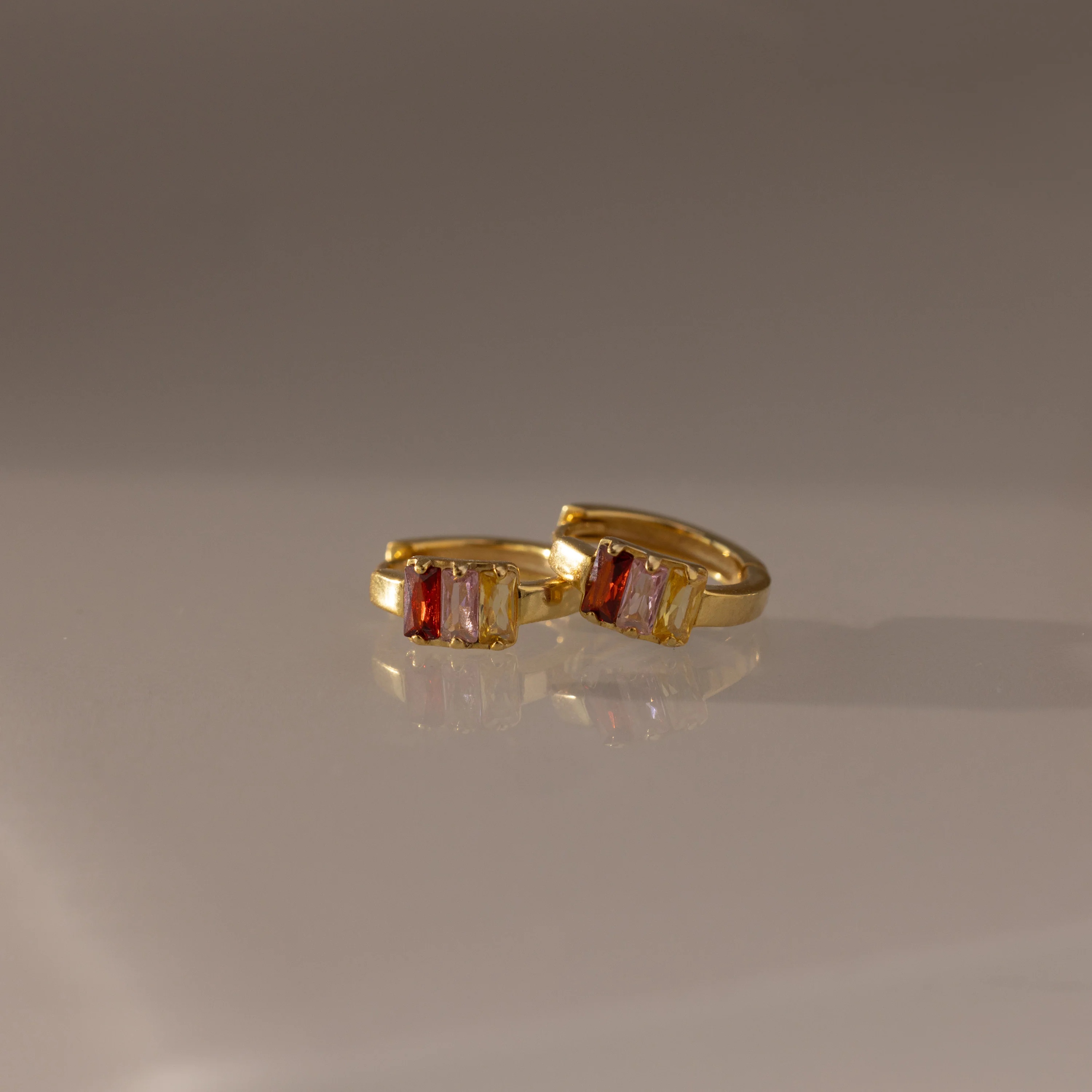 Multiple Baguette Birthstone Huggies in 18K Gold - Image 3