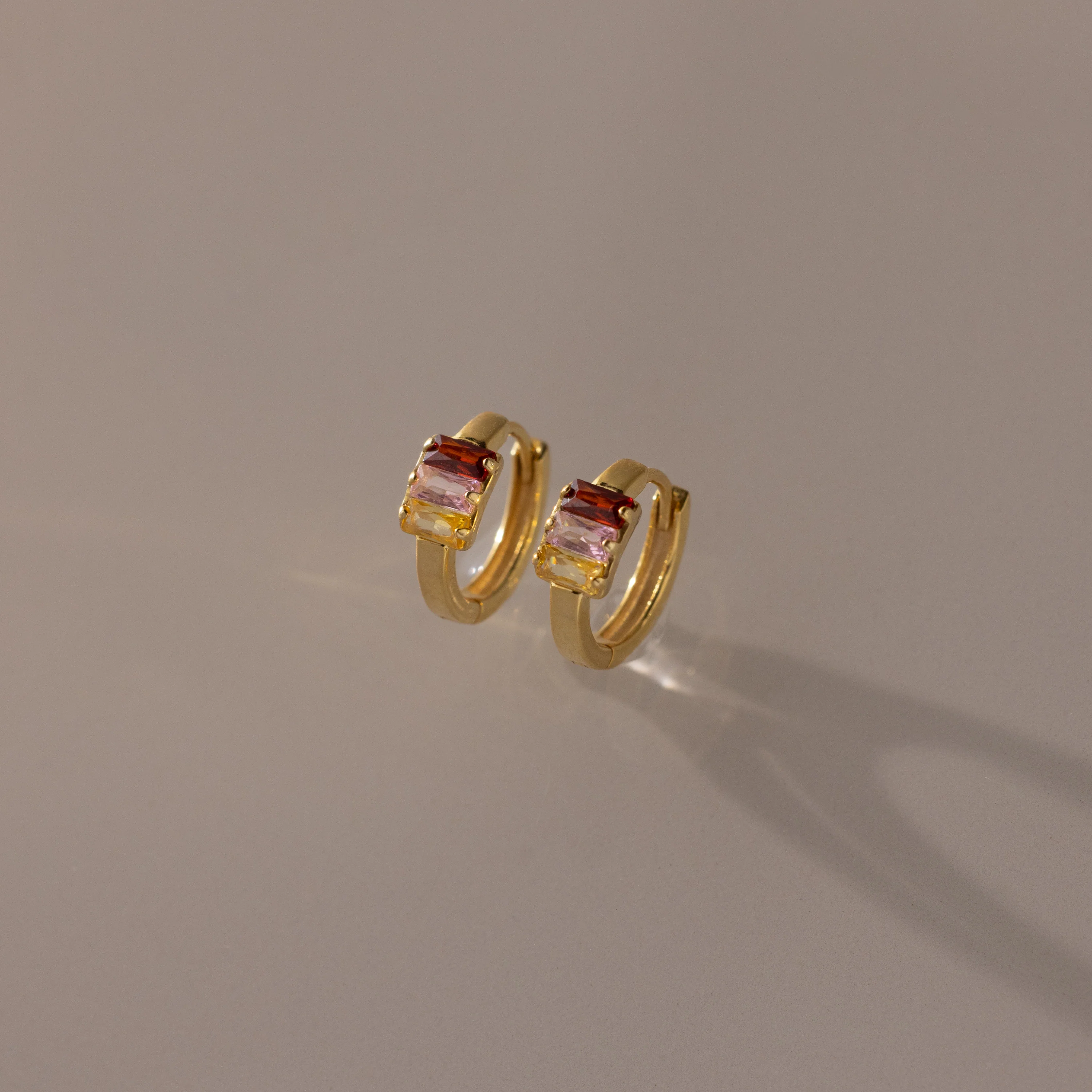 Multiple Baguette Birthstone Huggies in 18K Gold - Image 5