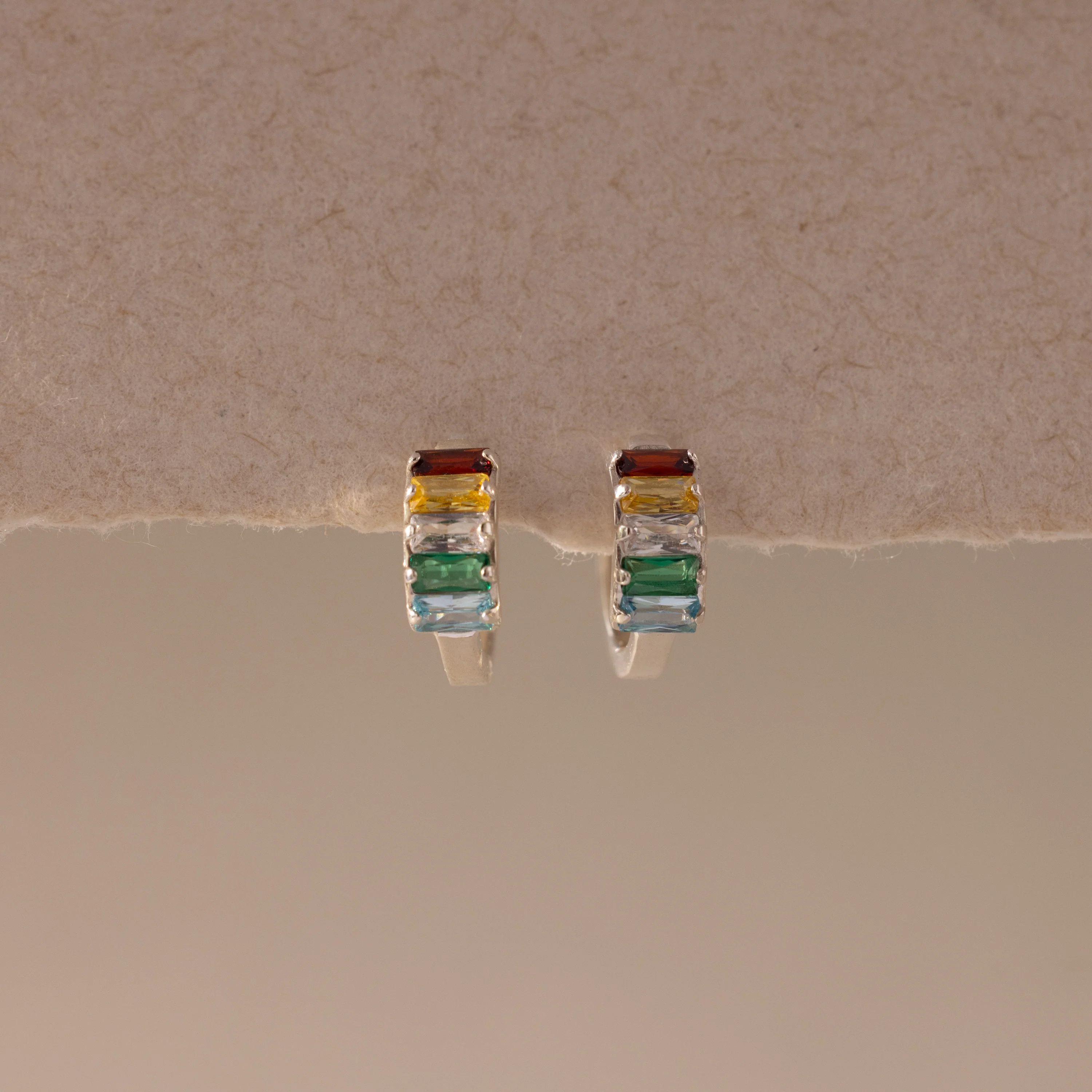 Multiple Baguette Birthstone Huggies - Image 4