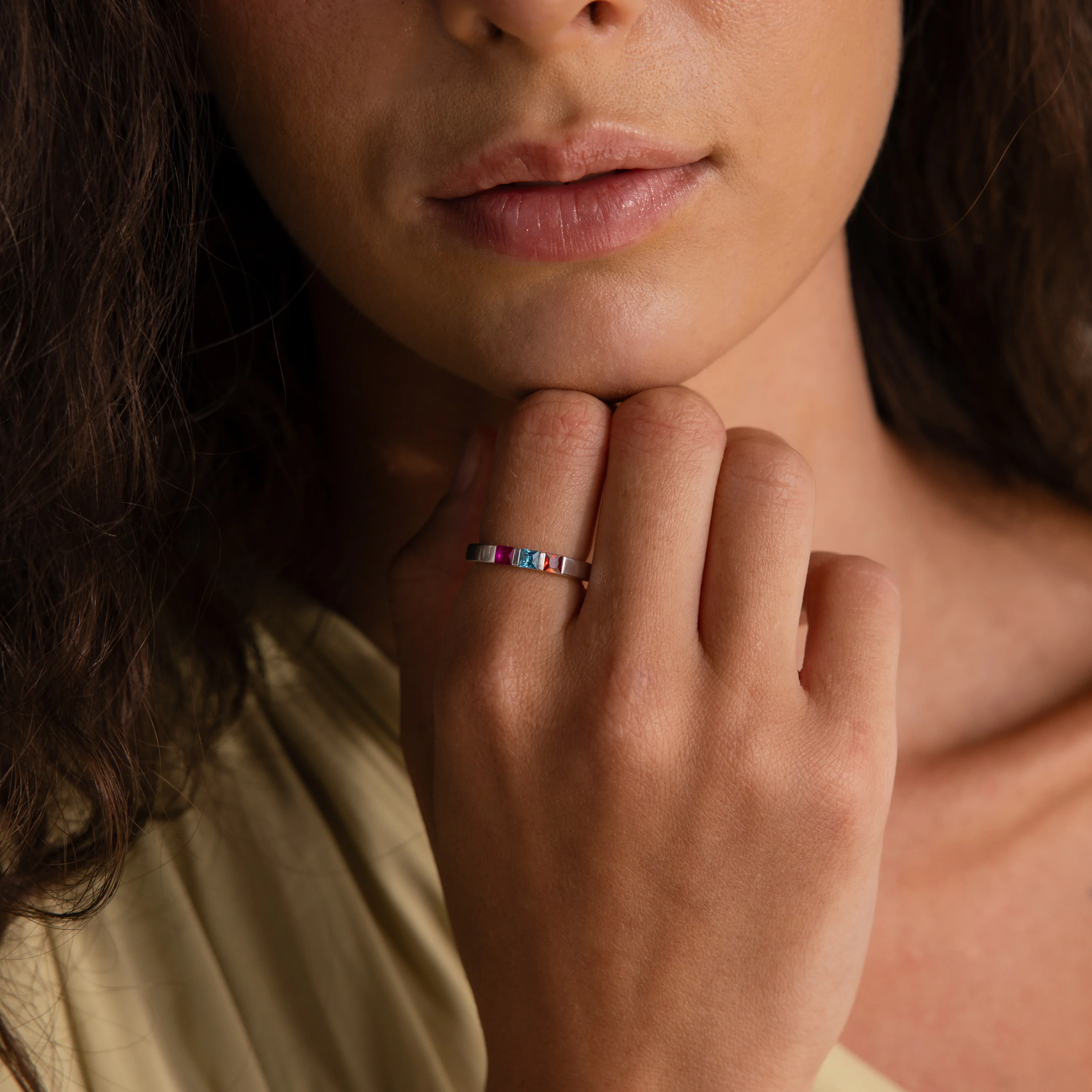 Multiple Birthstone Band in Silver - Image 2