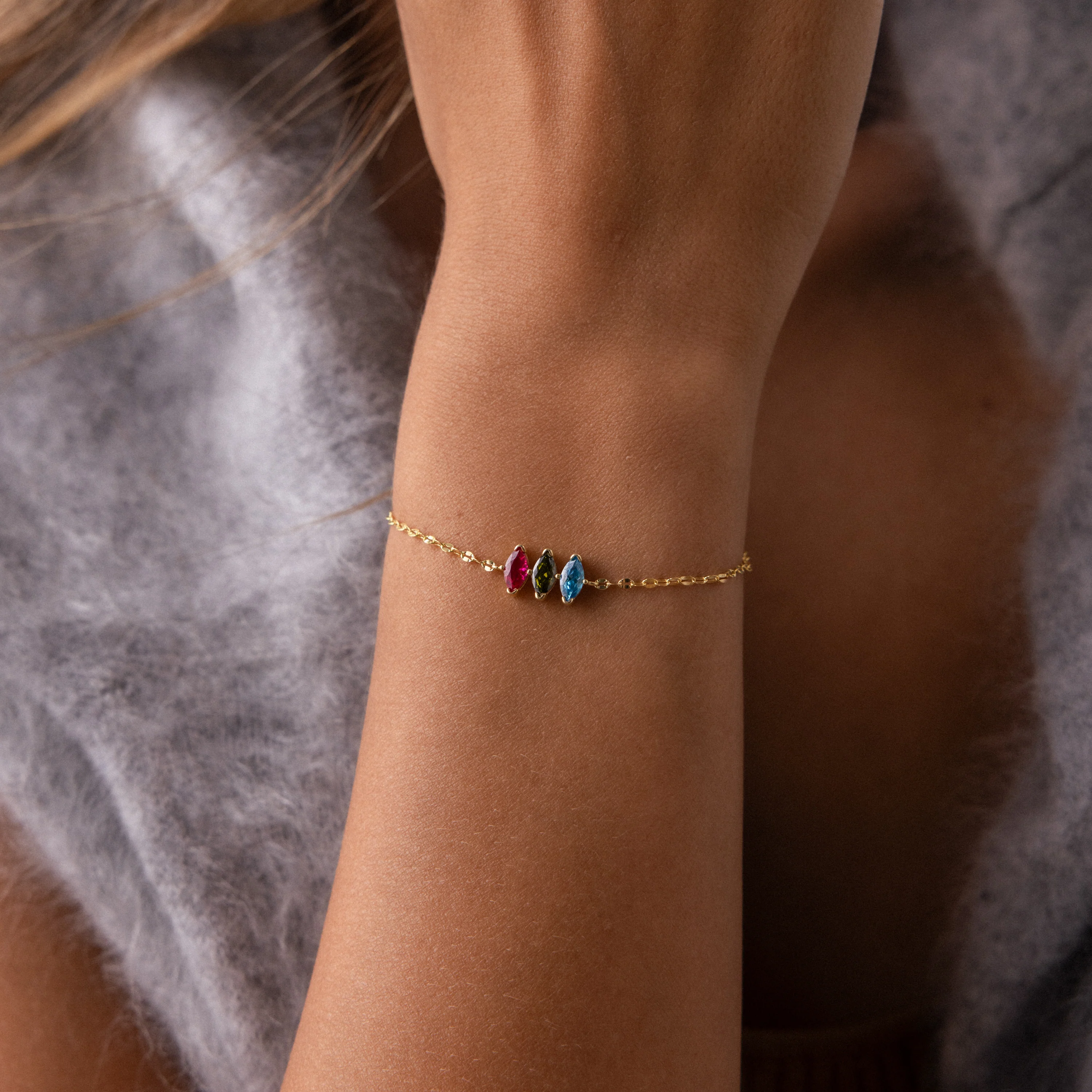 Multiple Marquise Birthstone Bracelet - Image 3