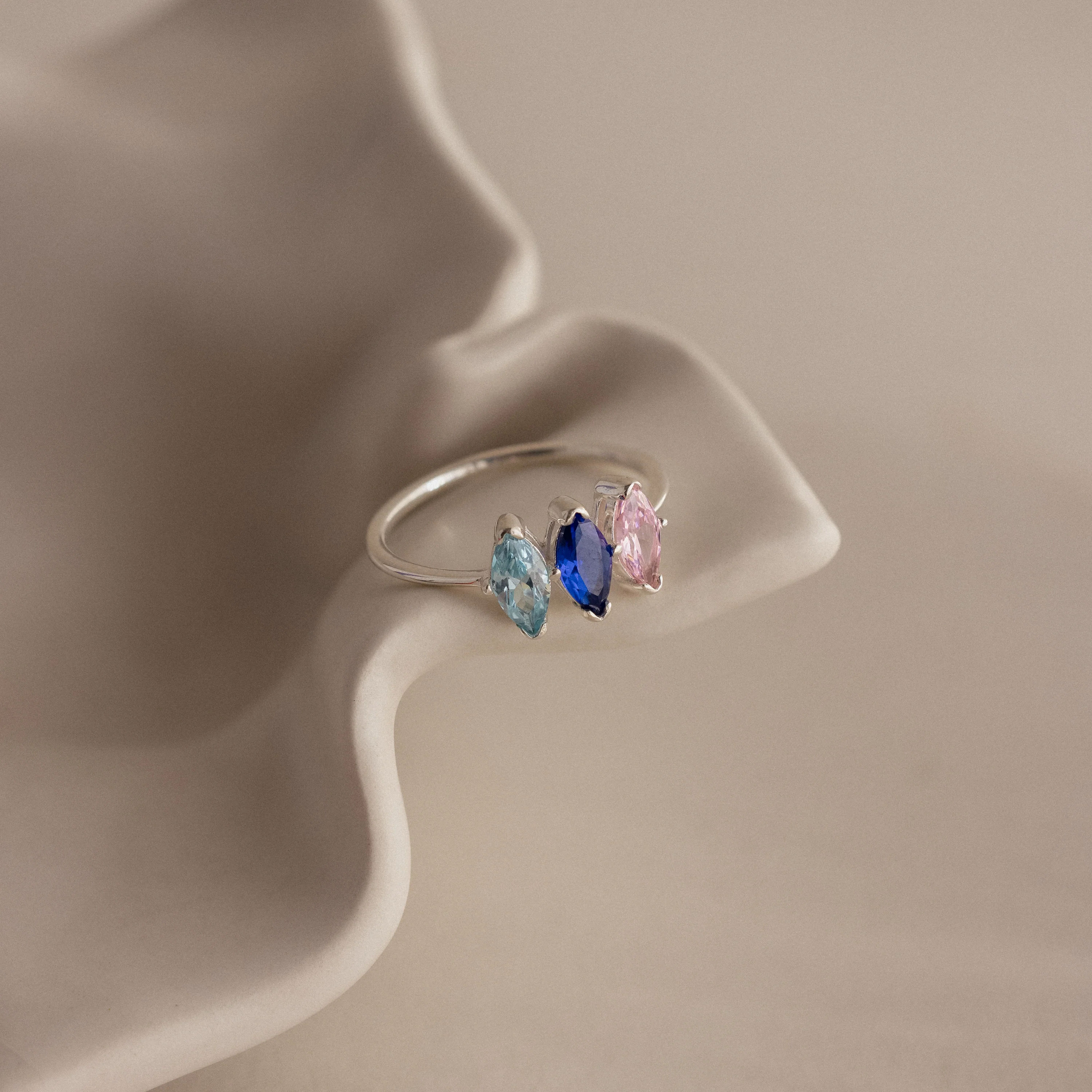Multiple Marquise Birthstone Ring in Silver - Image 3