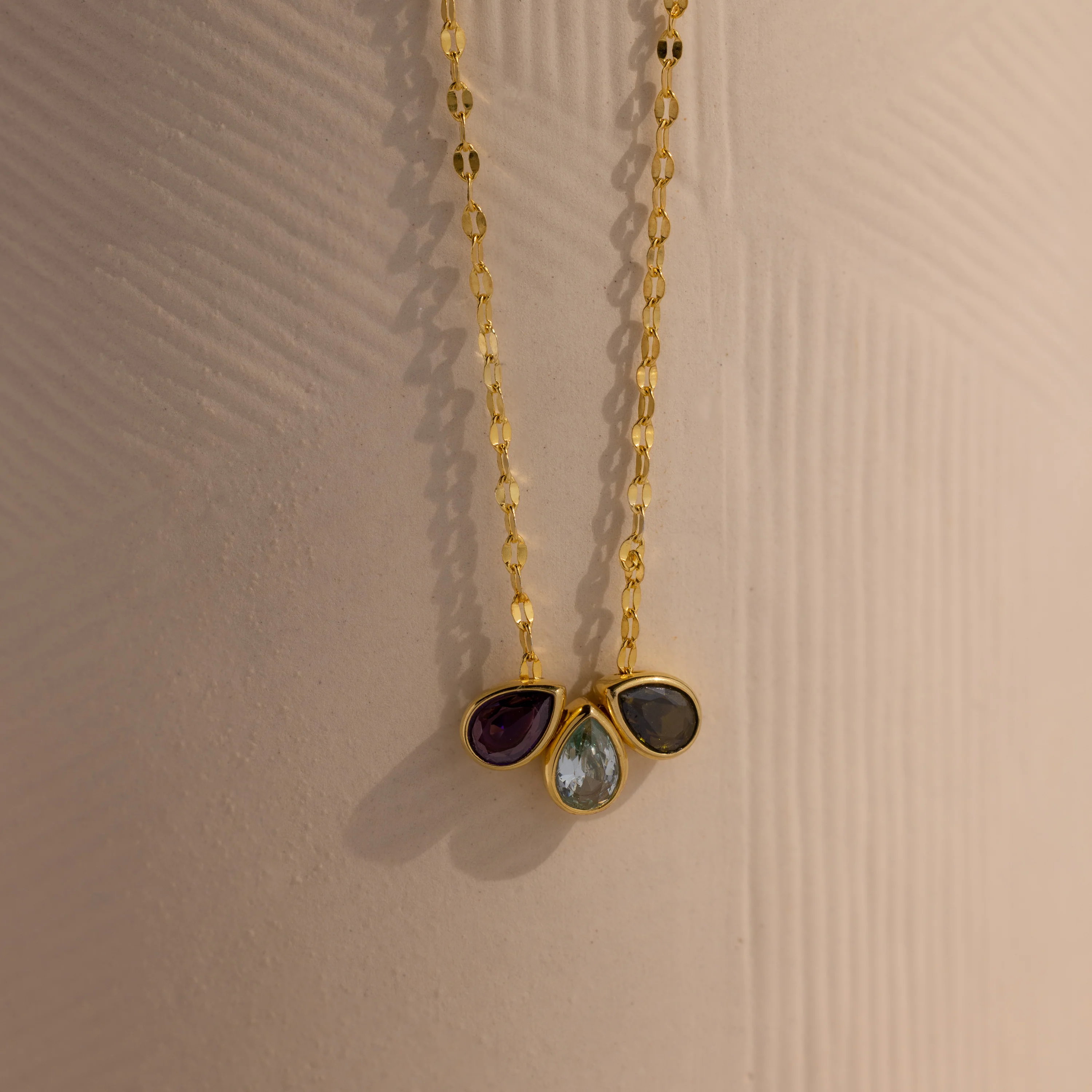 Multiple Teardrop Birthstone Necklace
