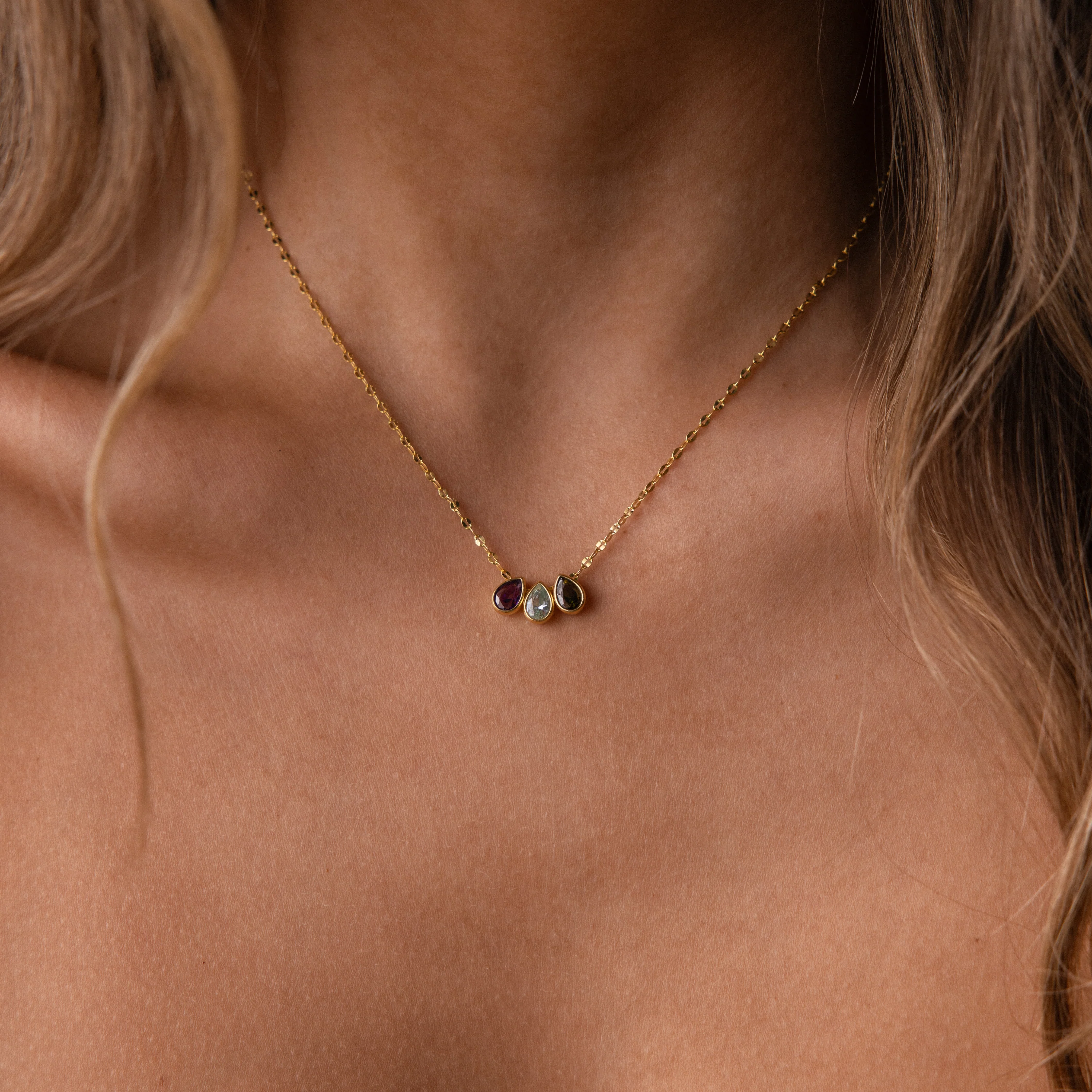 Multiple Teardrop Birthstone Necklace - Image 3