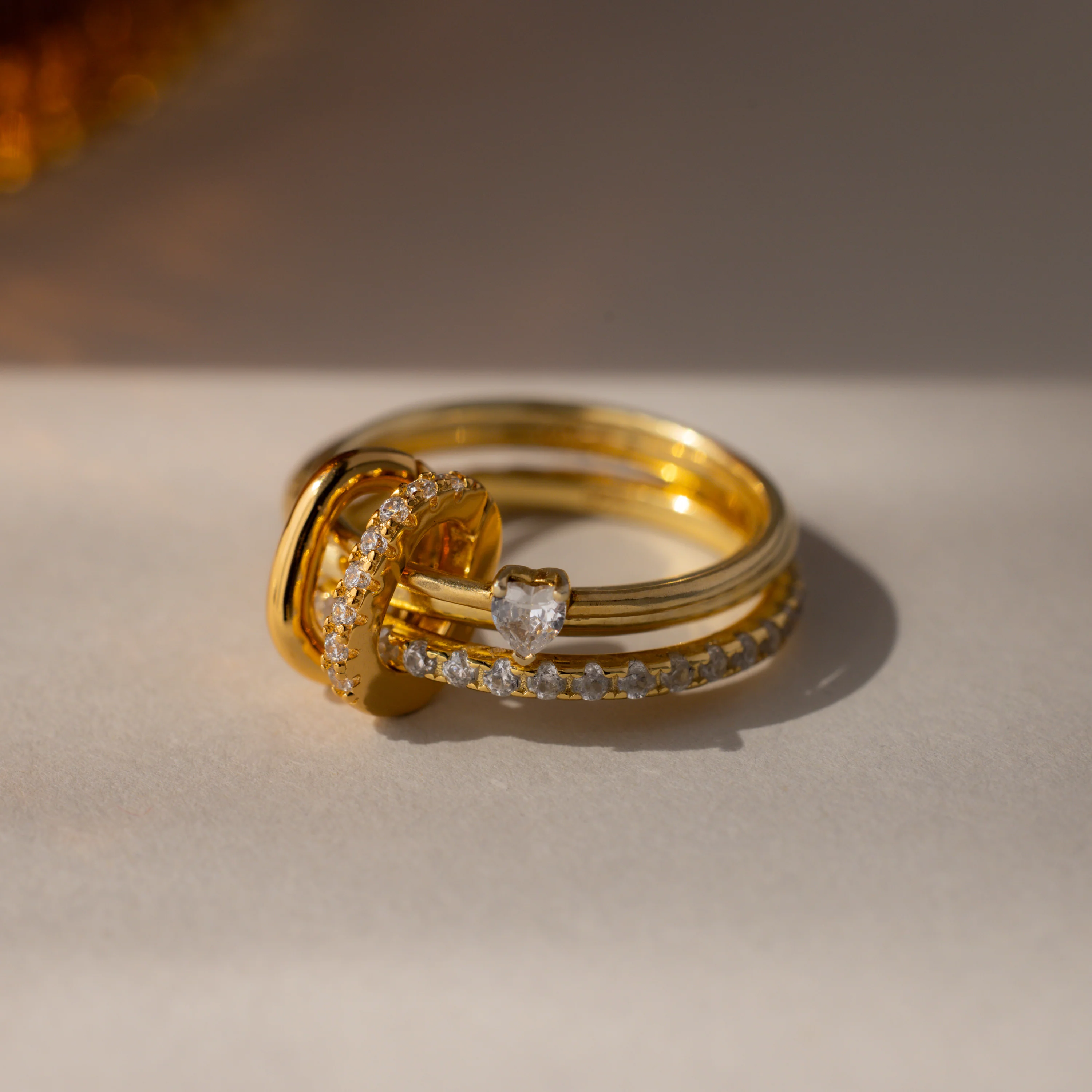 Multipurpose Pave Ring Lock Set in 18K Gold