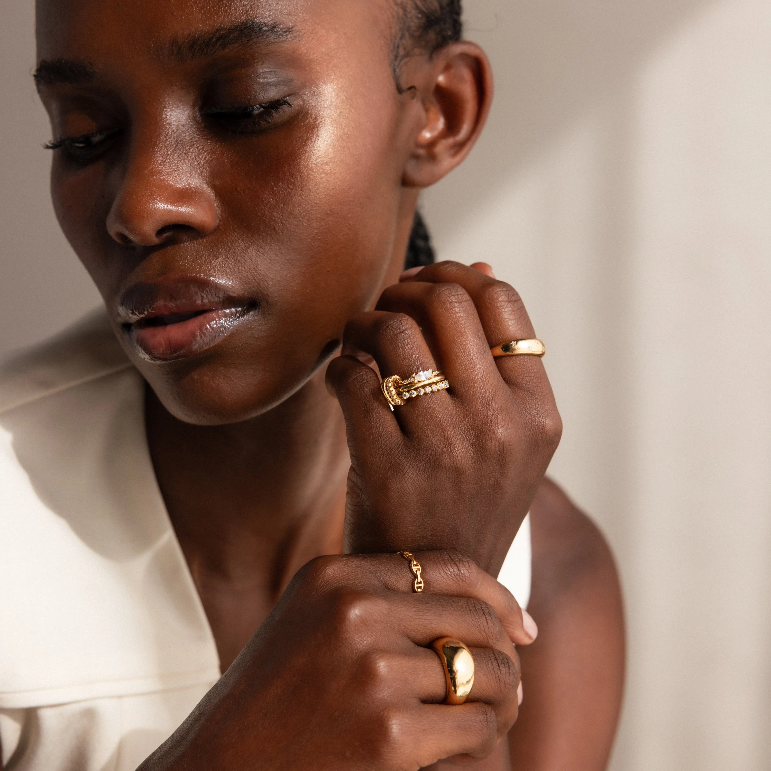 Multipurpose Pave Ring Lock Set in 18K Gold - Image 6