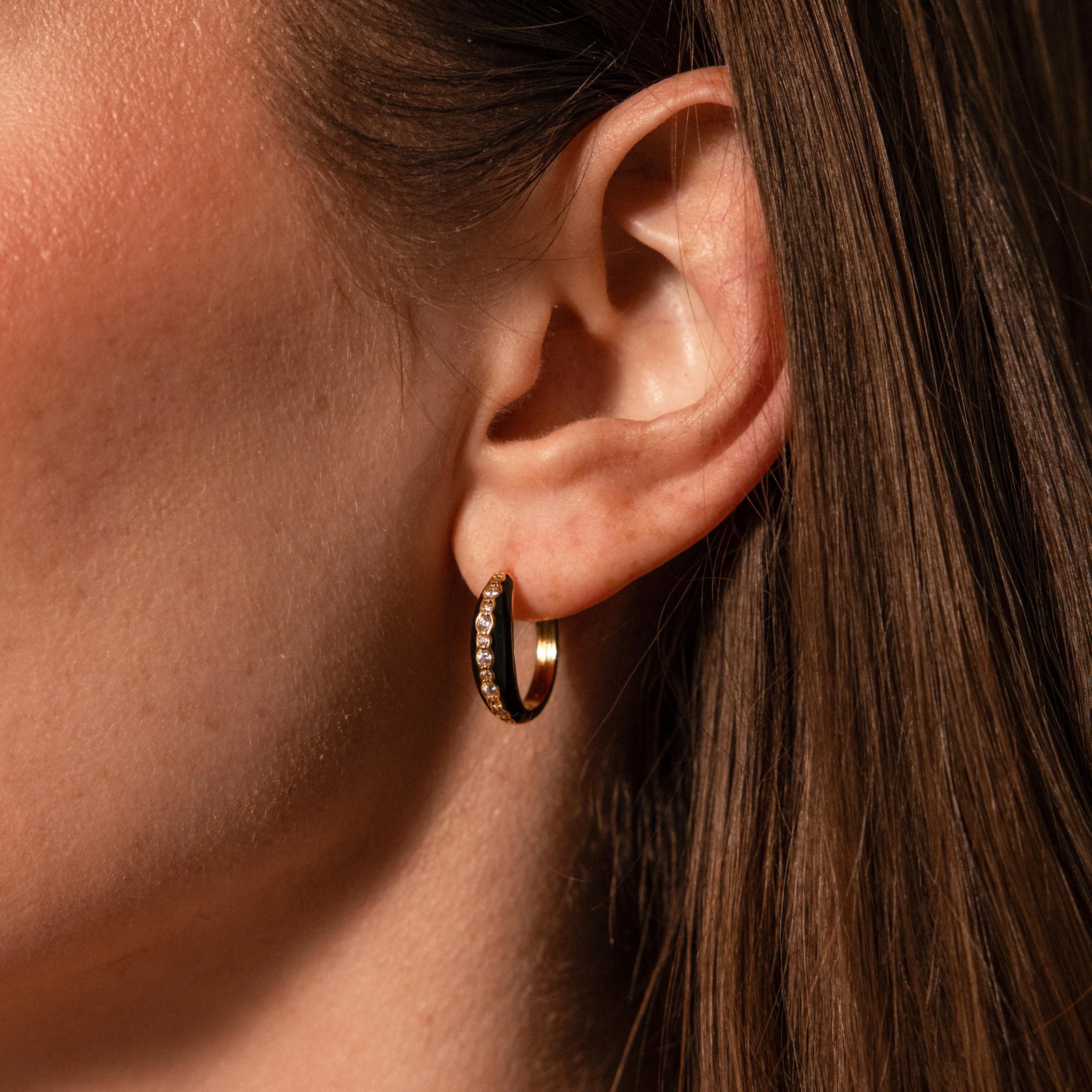 Noir Pave Dome Hoops - Image 3