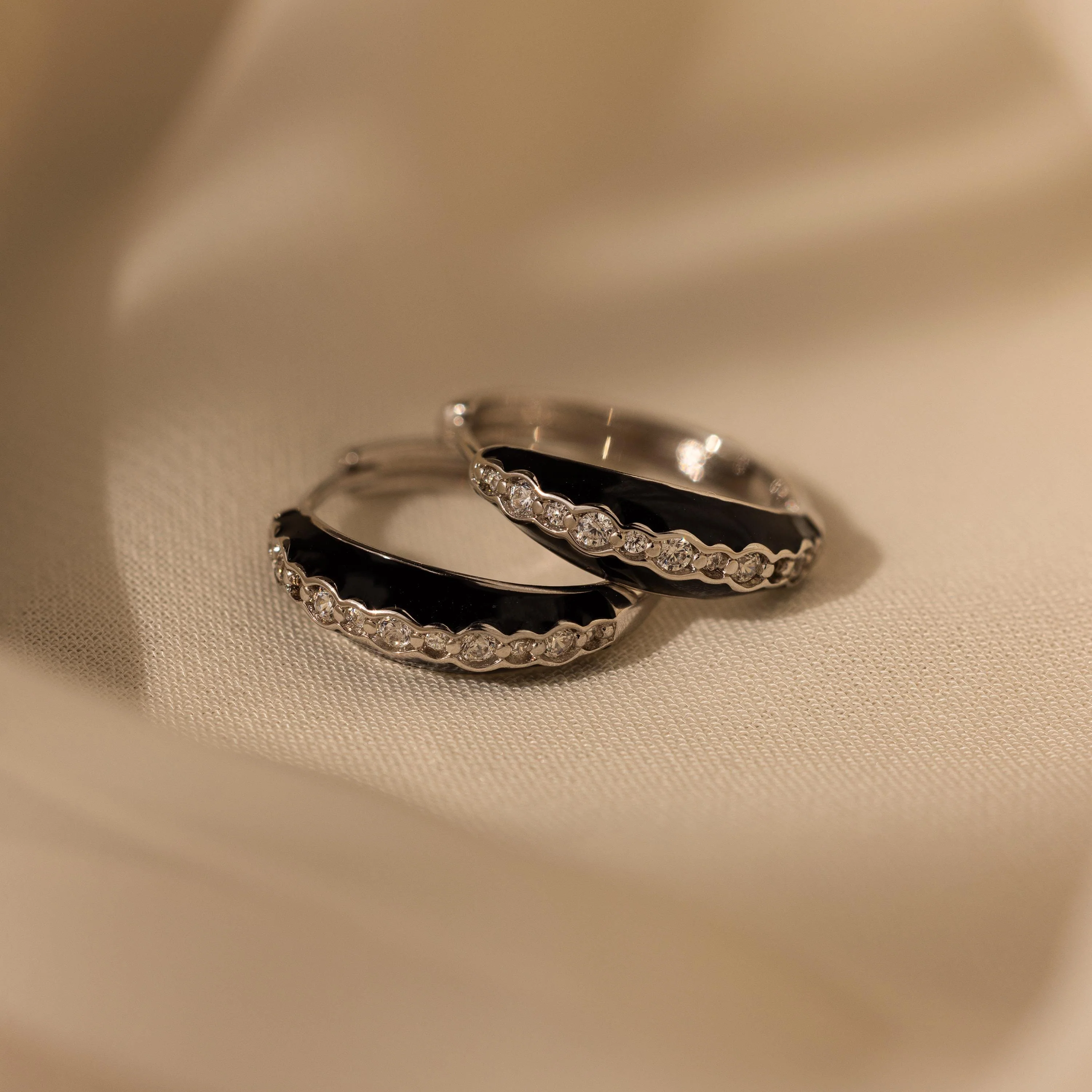Noir Pave Dome Hoops - Image 6