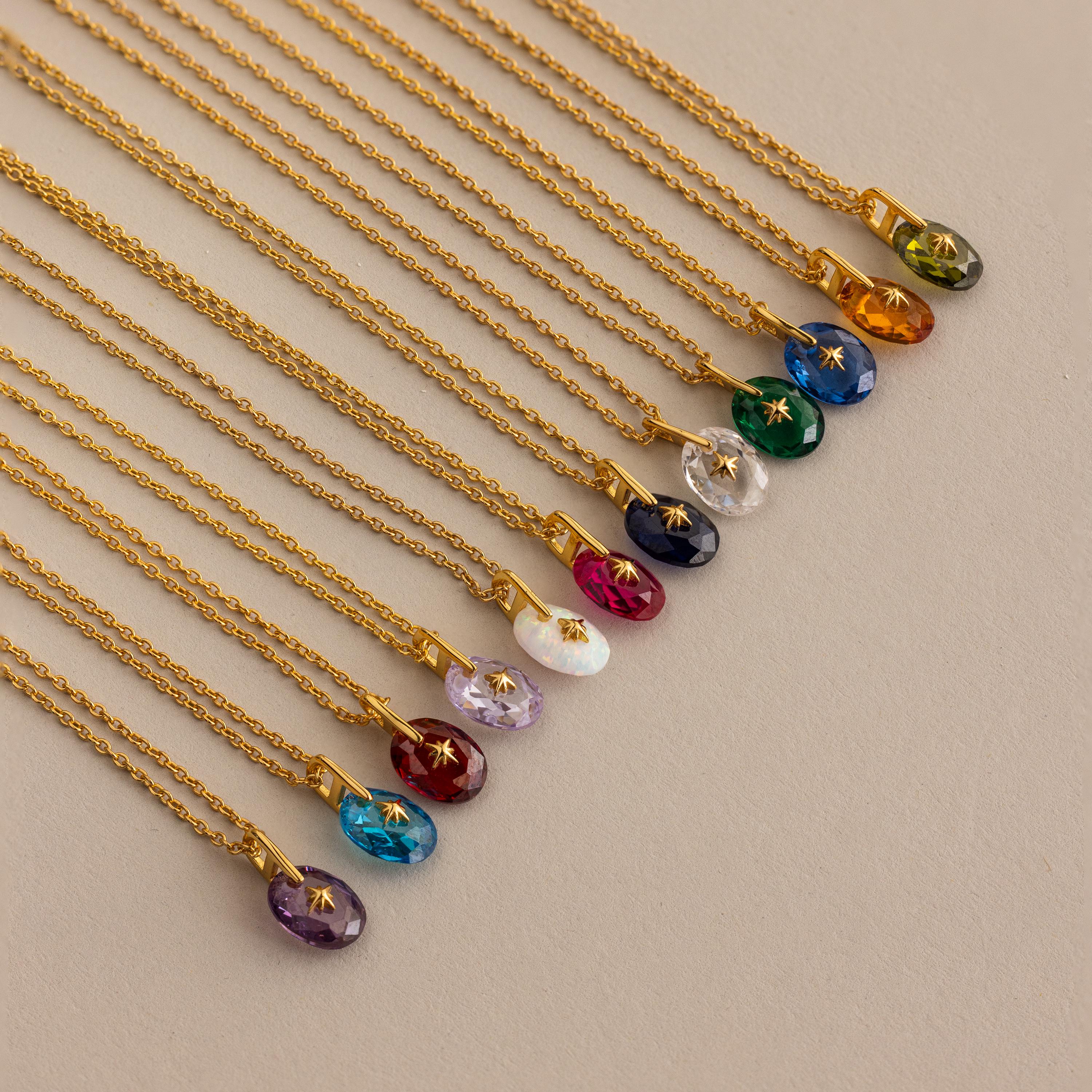 North Star Birthstone Signet Necklace in Emerald - Image 5