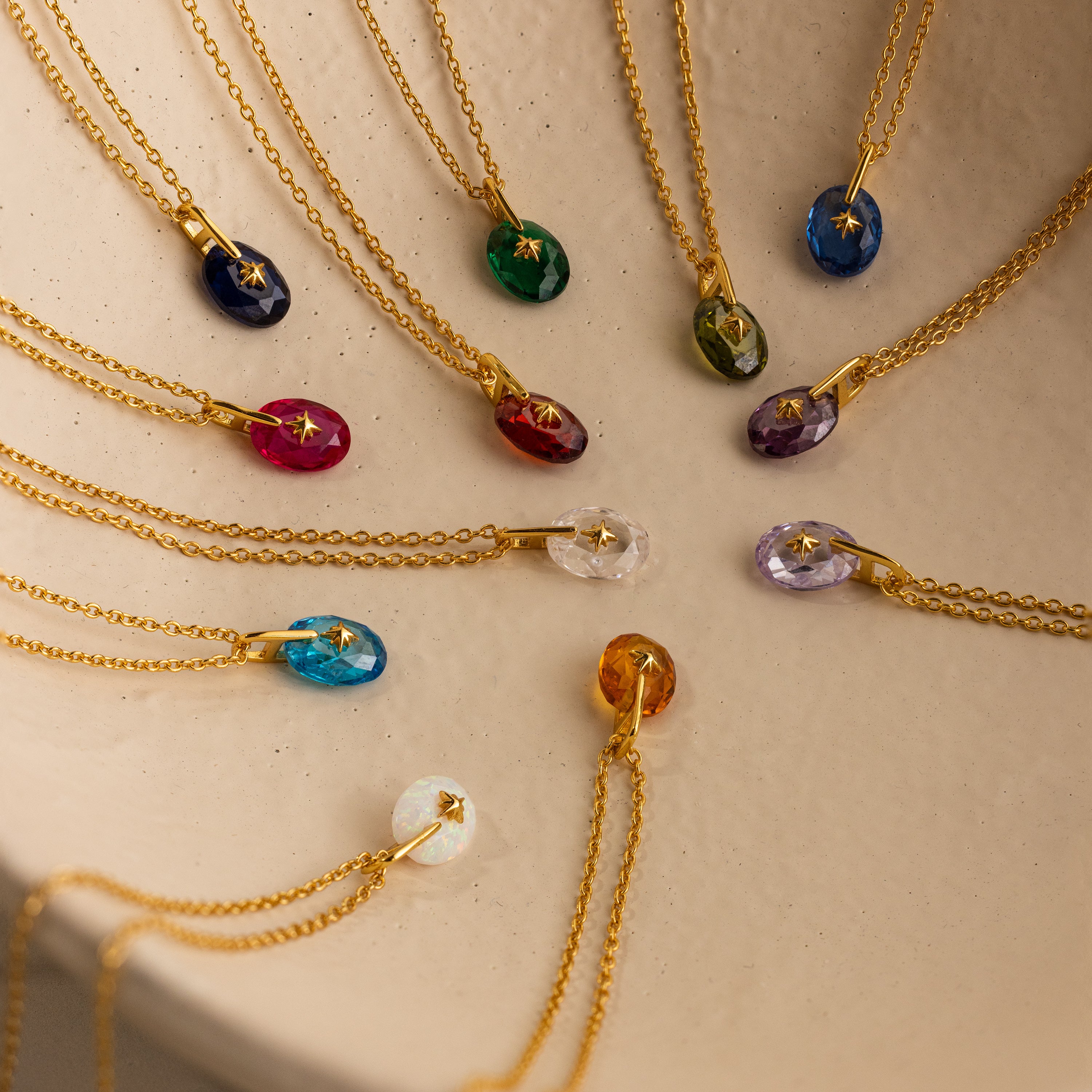 North Star Birthstone Signet Necklace in Ruby - Image 3