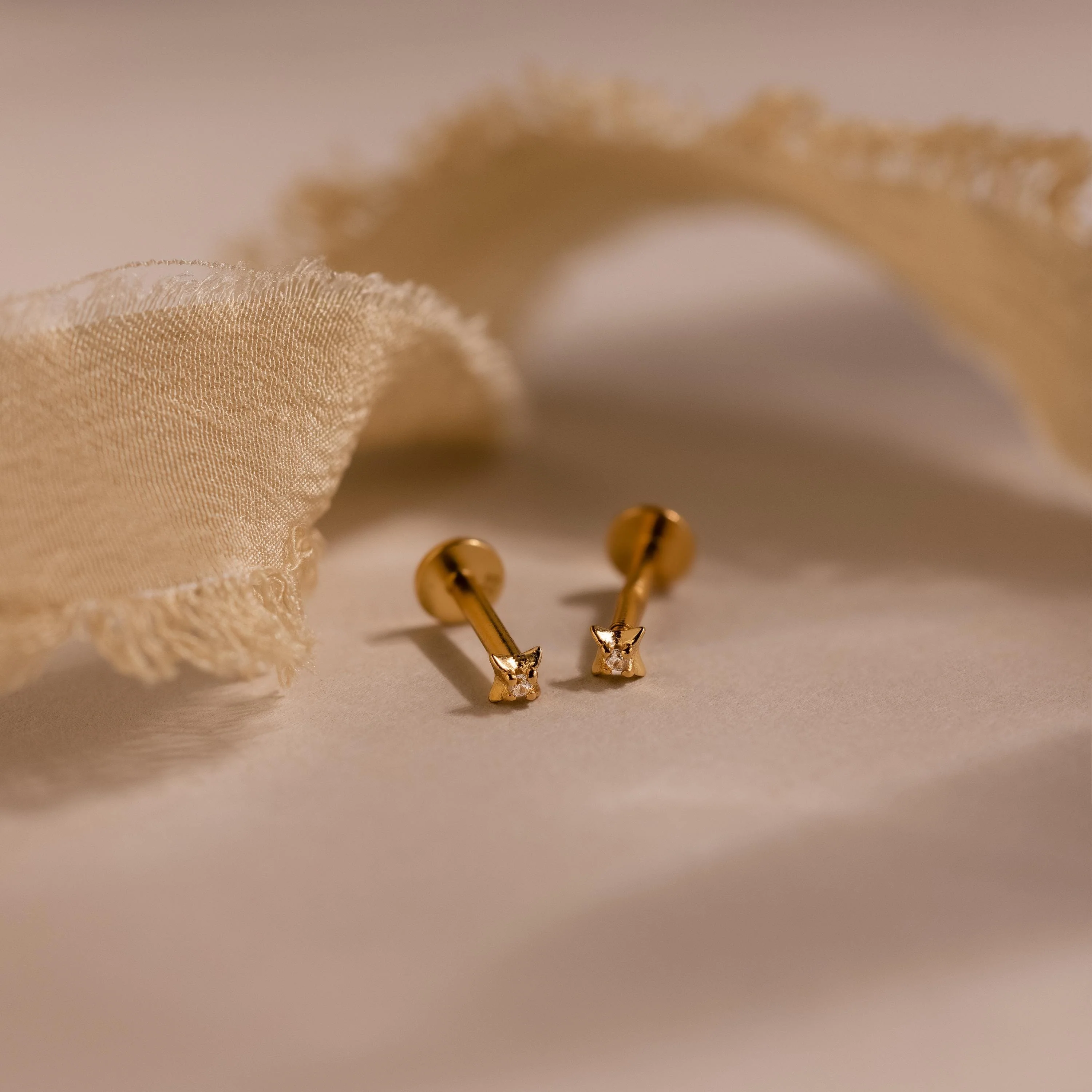 North Star Flatback Studs in 18K Gold