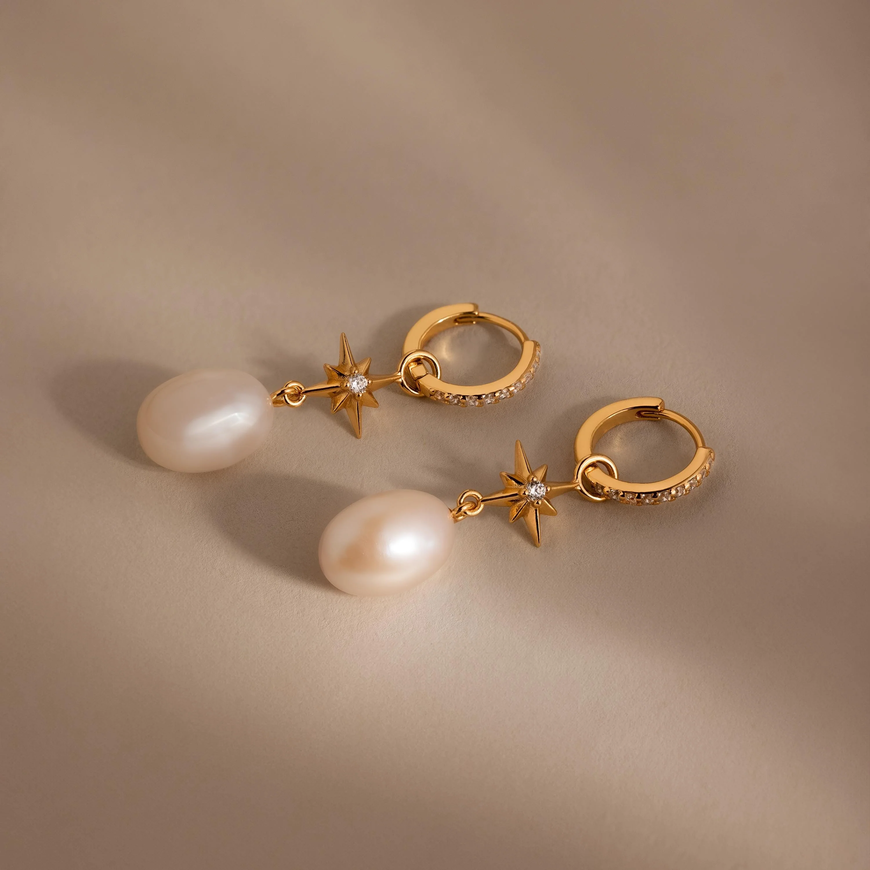 North Star Pearl Hoops in 18K Gold - Image 5
