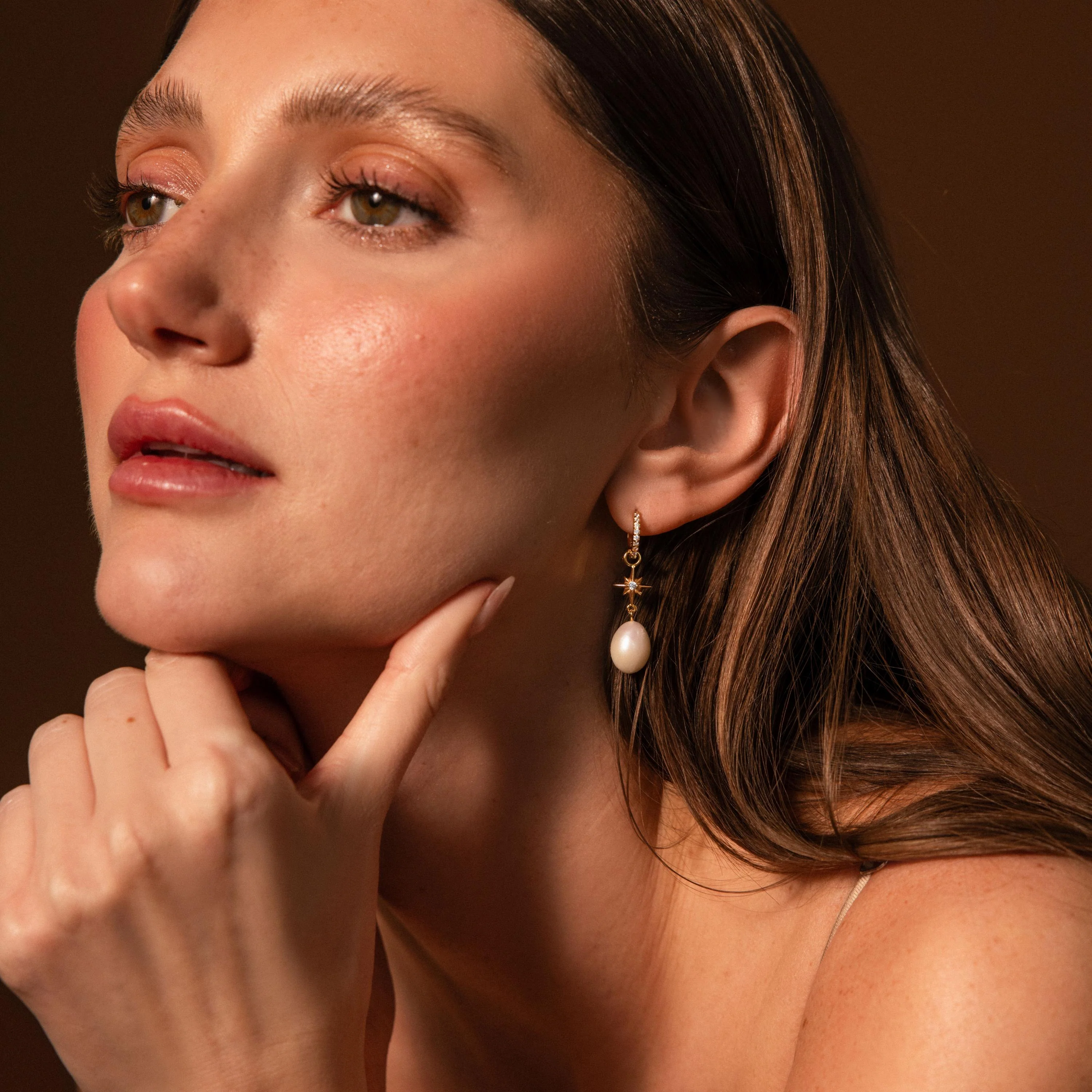 North Star Pearl Hoops in 18K Gold - Image 4