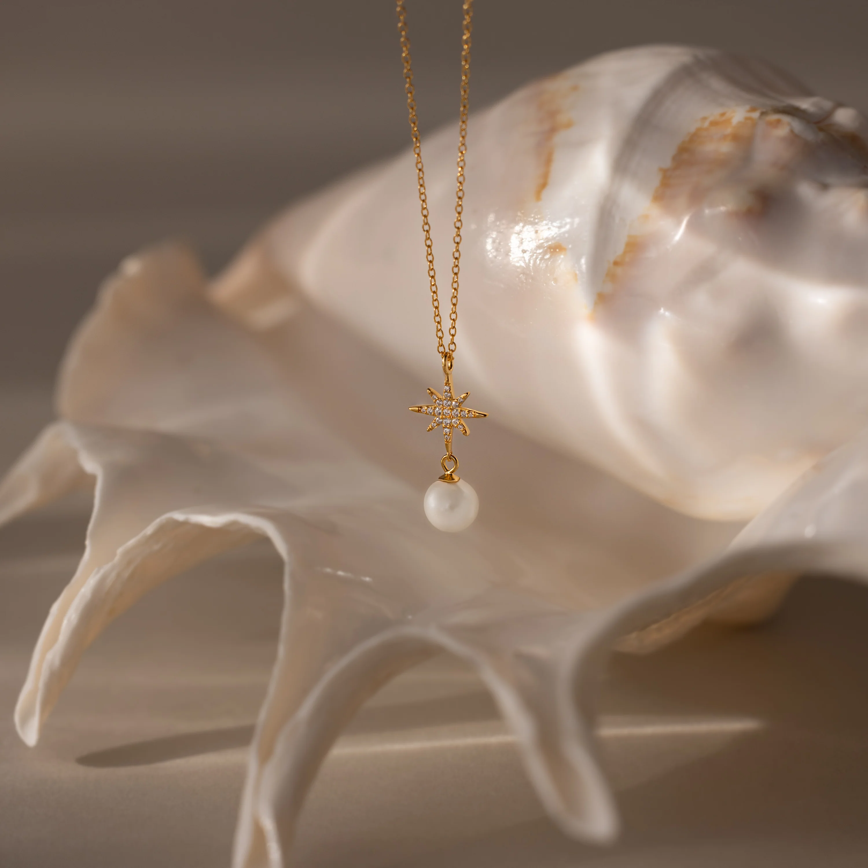North Star Pearl Necklace in 18K Gold - Image 5