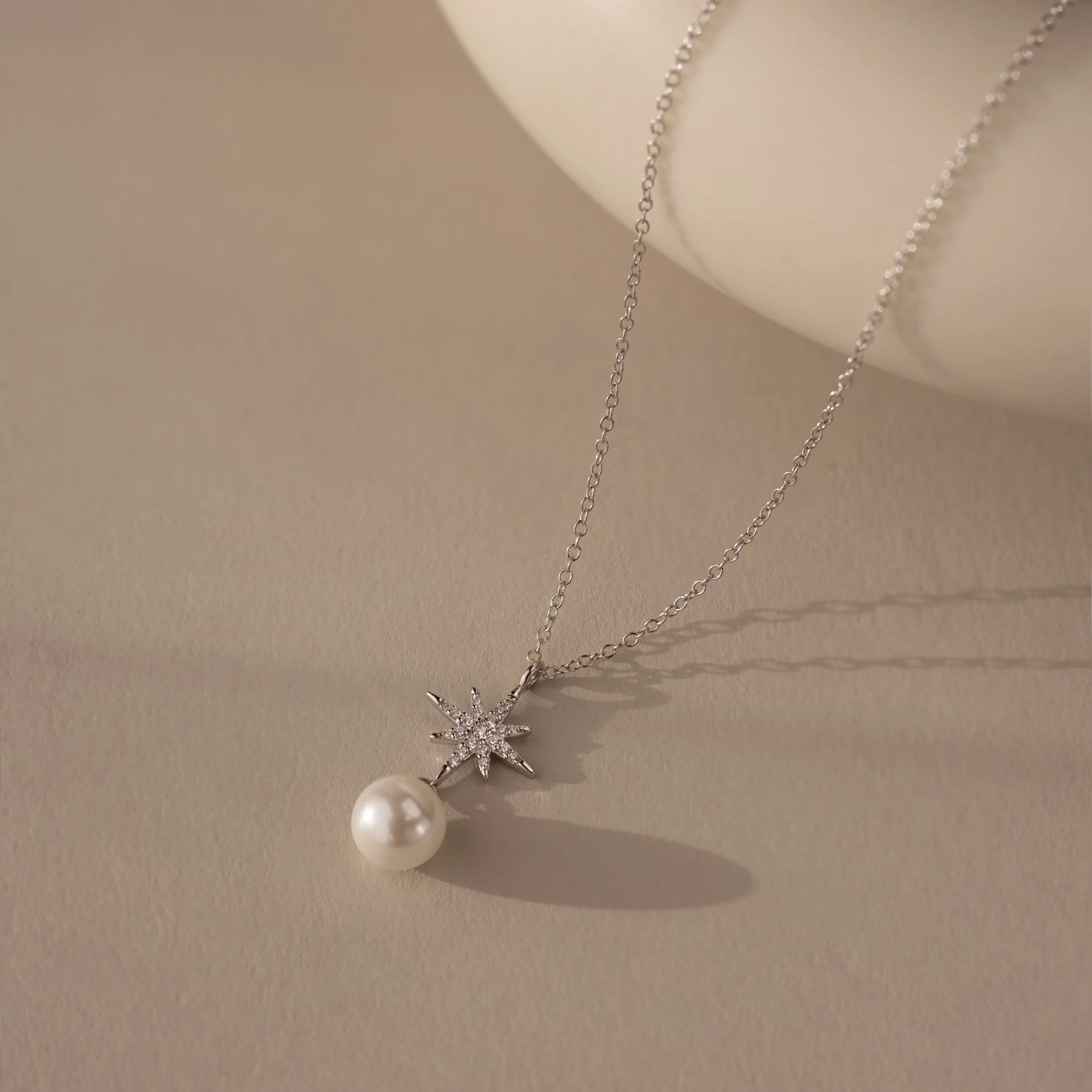 North Star Pearl Necklace in Silver - Image 3
