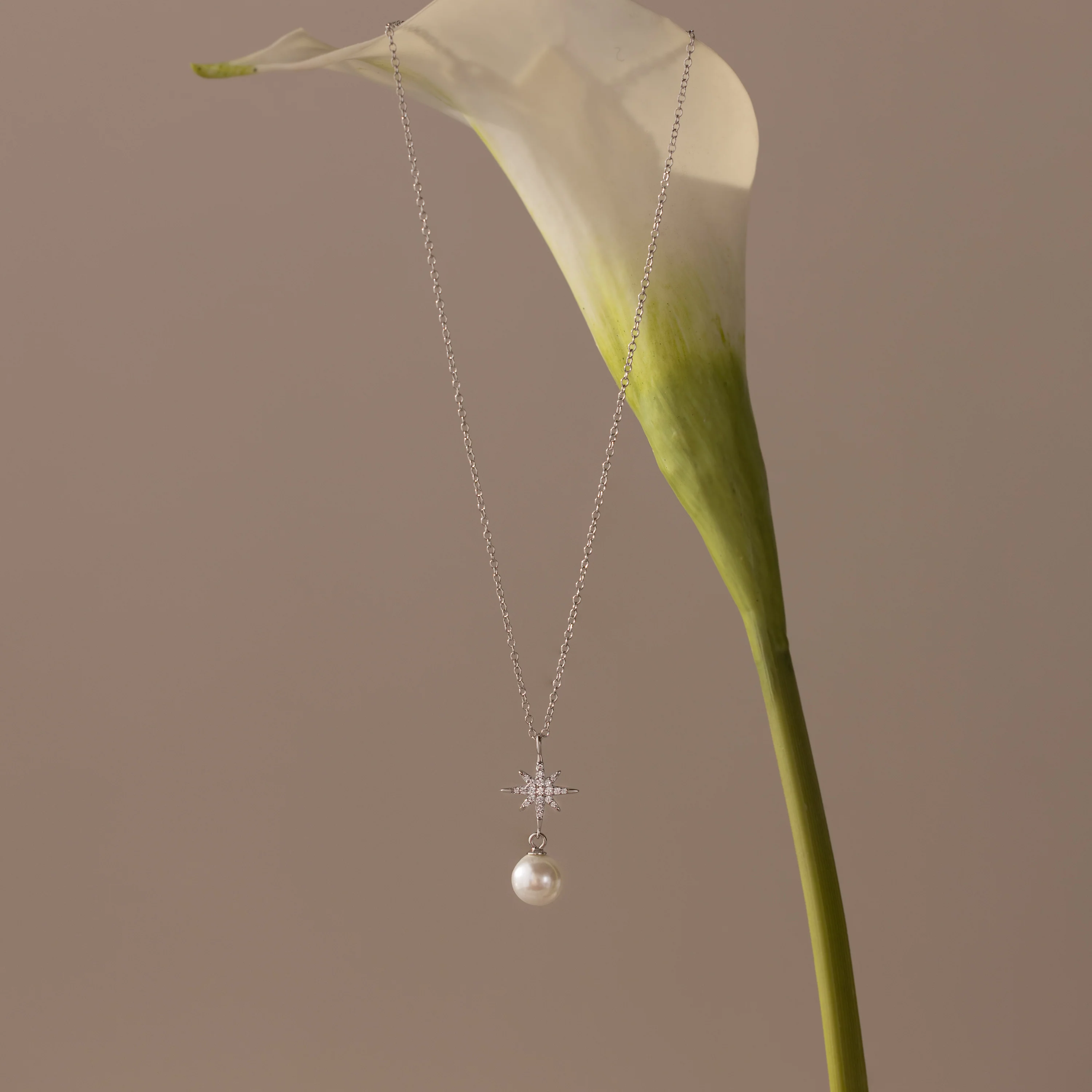 North Star Pearl Necklace in Silver - Image 5