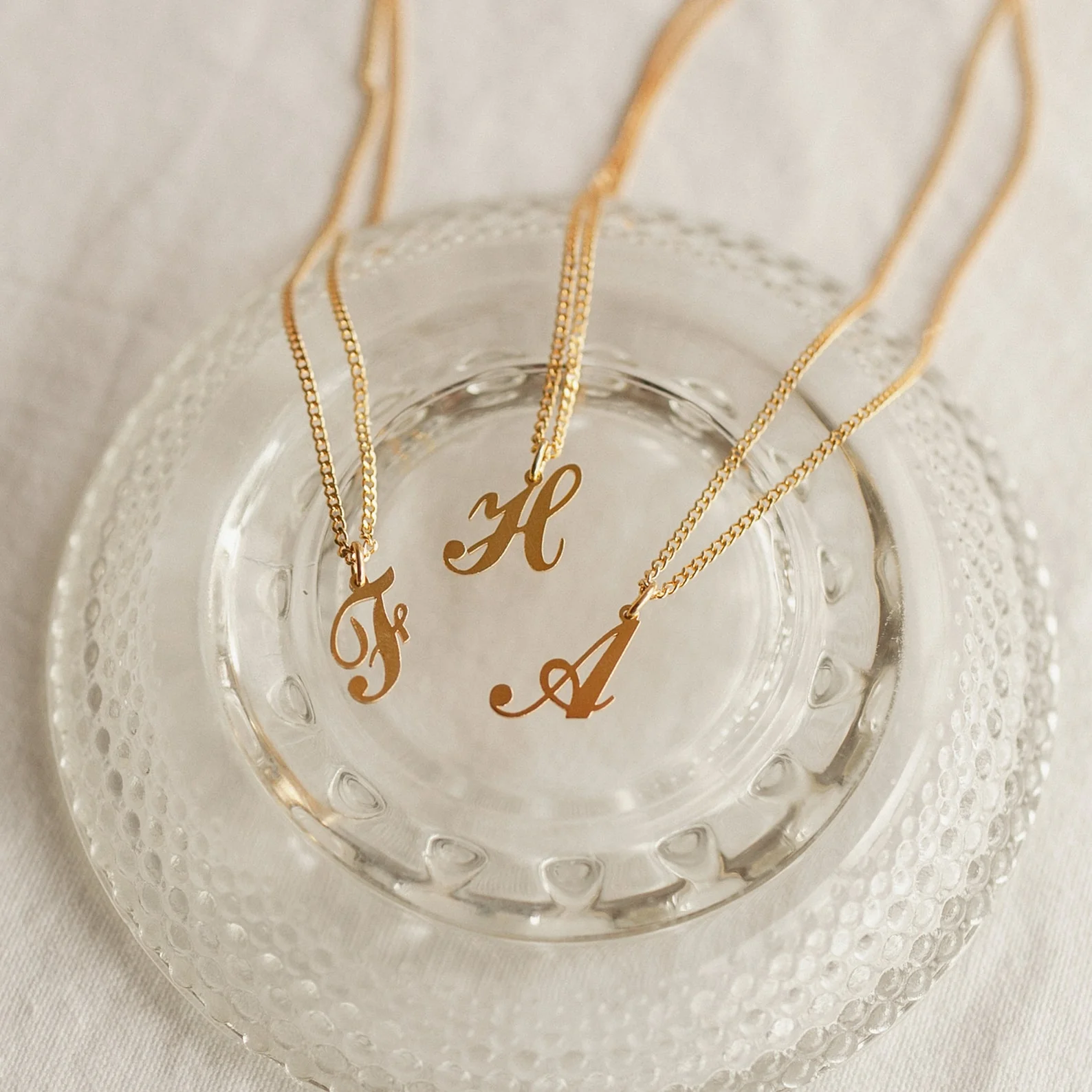 Old English Initial Necklace with Curb Chain - Image 3