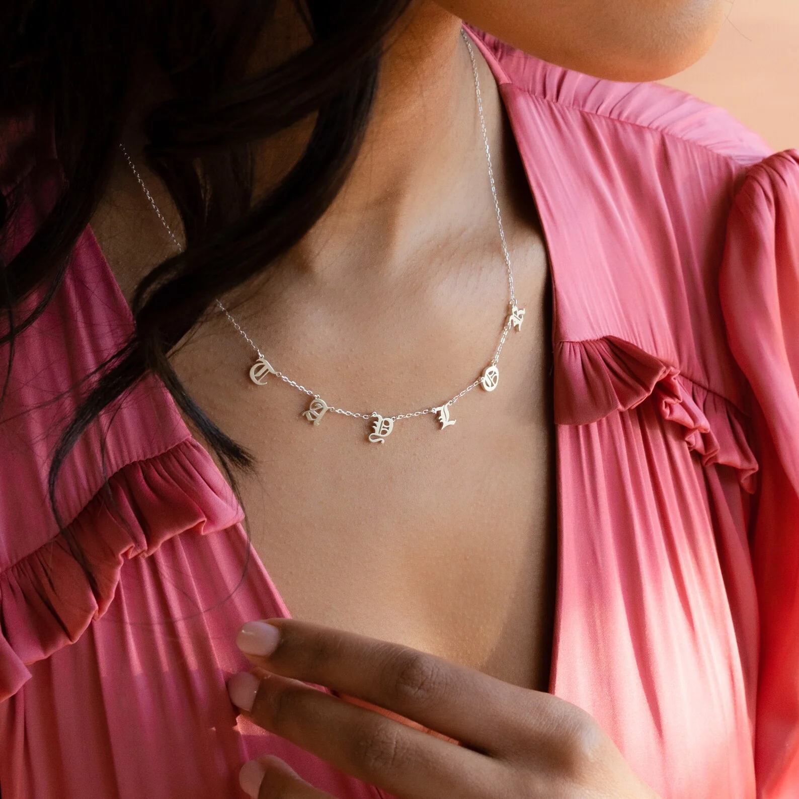 Old English Letter Name Necklace - Image 4