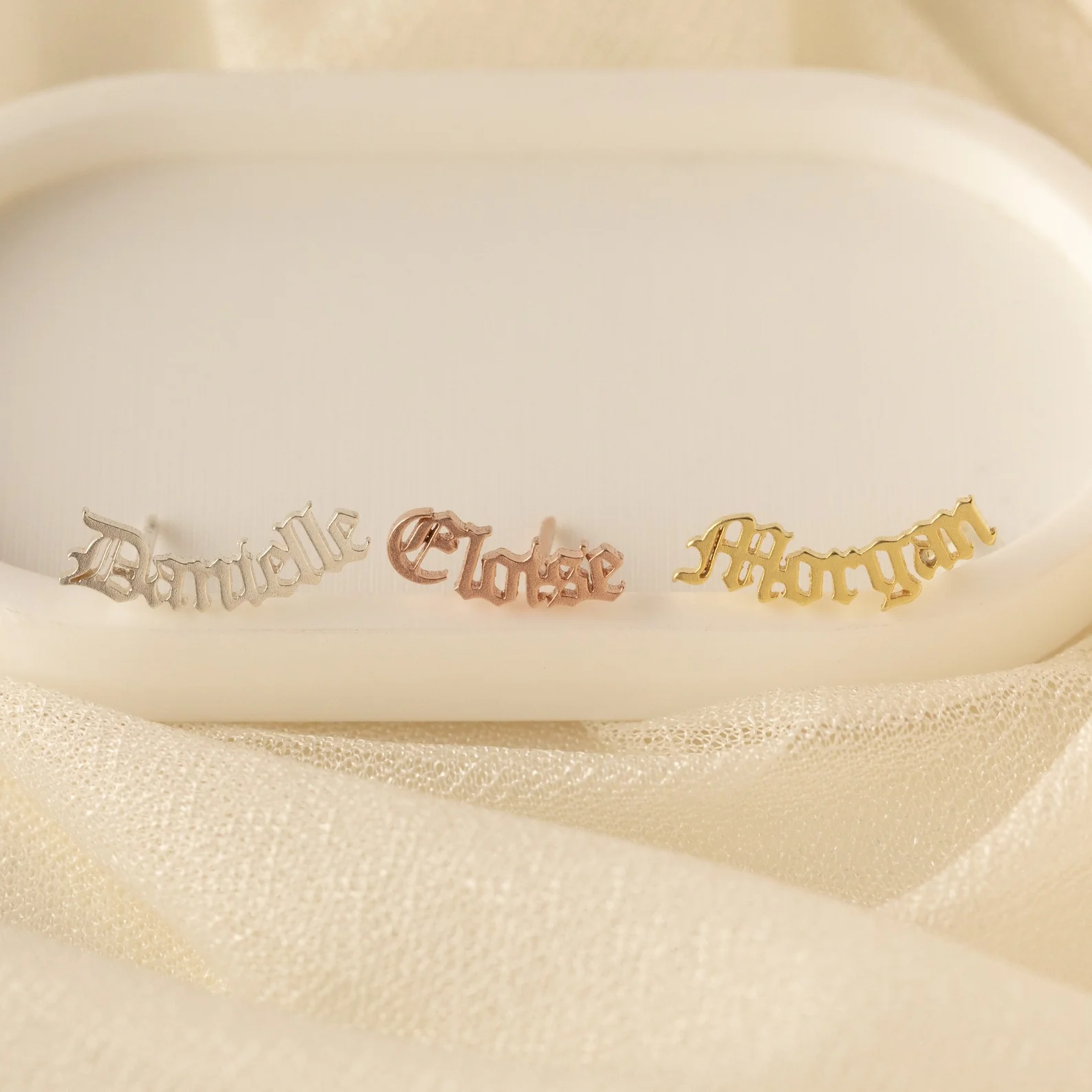 Old English Name Earrings - Image 3